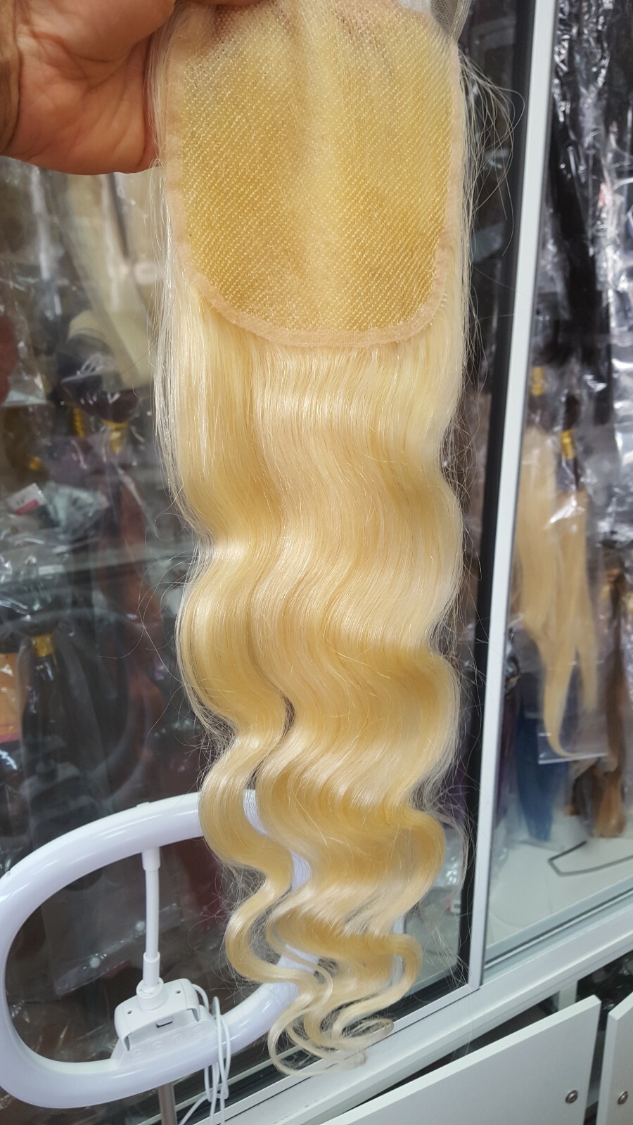 22INCH 5X5 HD WIDER BLONDE 613# LACE CLOSURE 100% BRAZILIAN HUMAN HAIR BODY WAVE