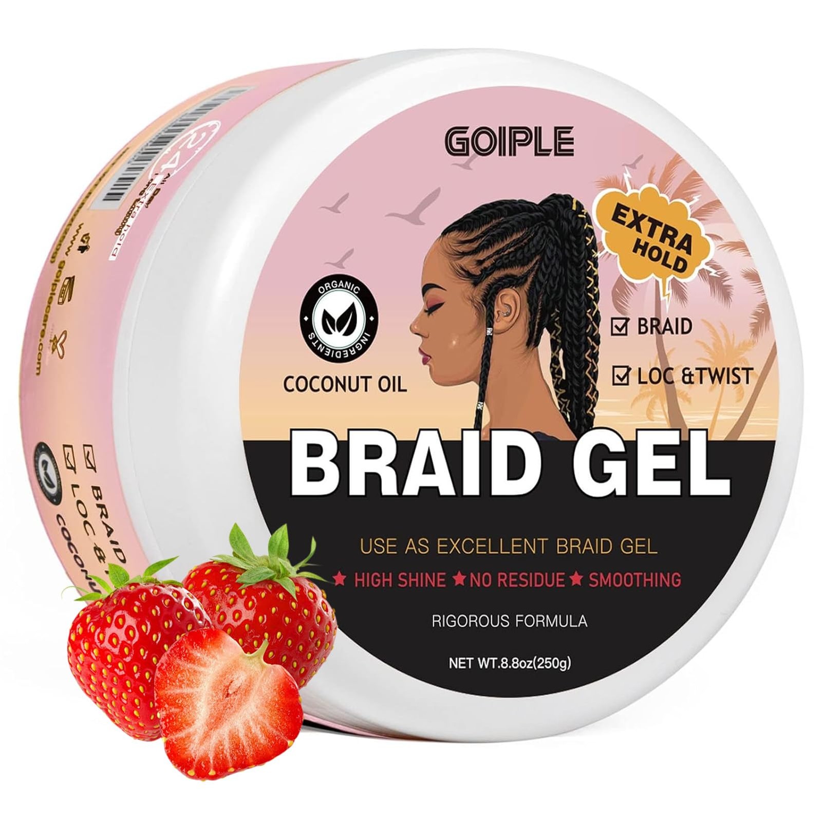 Braid Gel Good for Twist, Locs, Braids, Edge No Flake Extra Hold High Shine