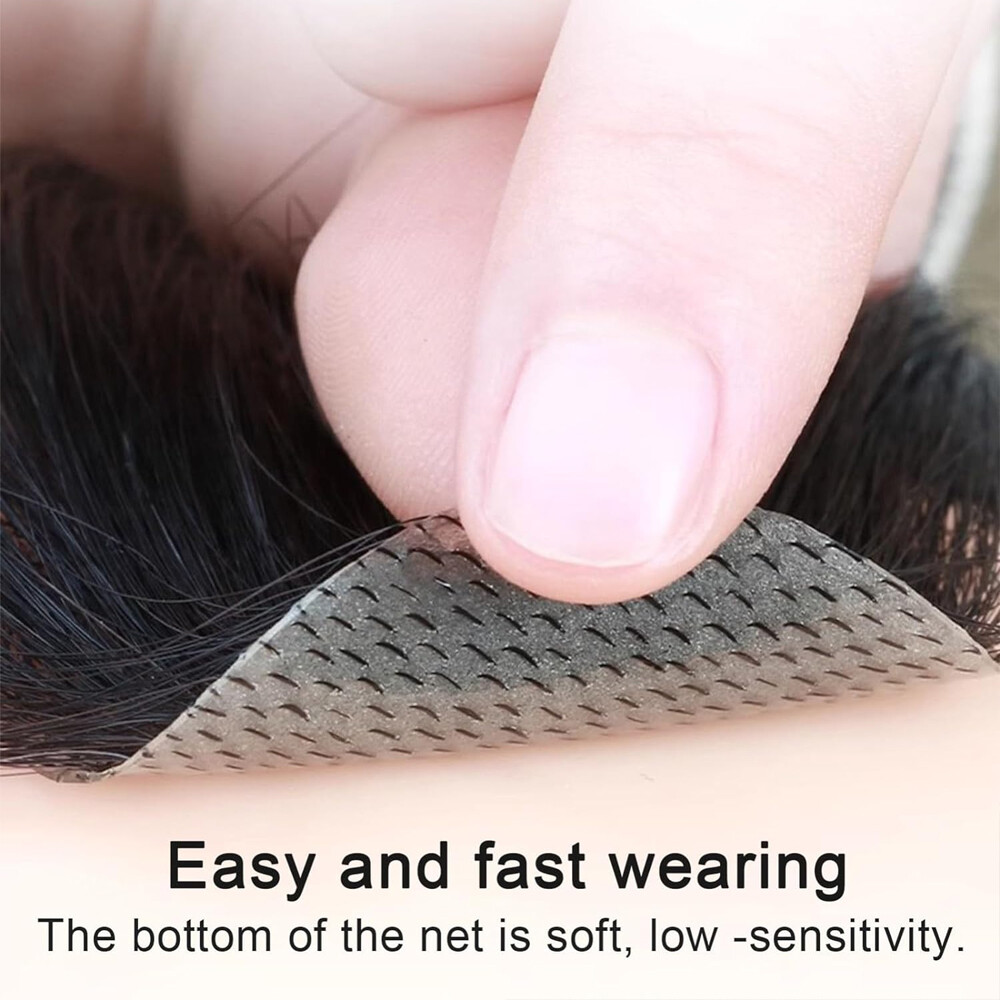 Frontal Hairpiece Mens Remy Hair Extensions Hairline Topper Toupee PU Thin Skin