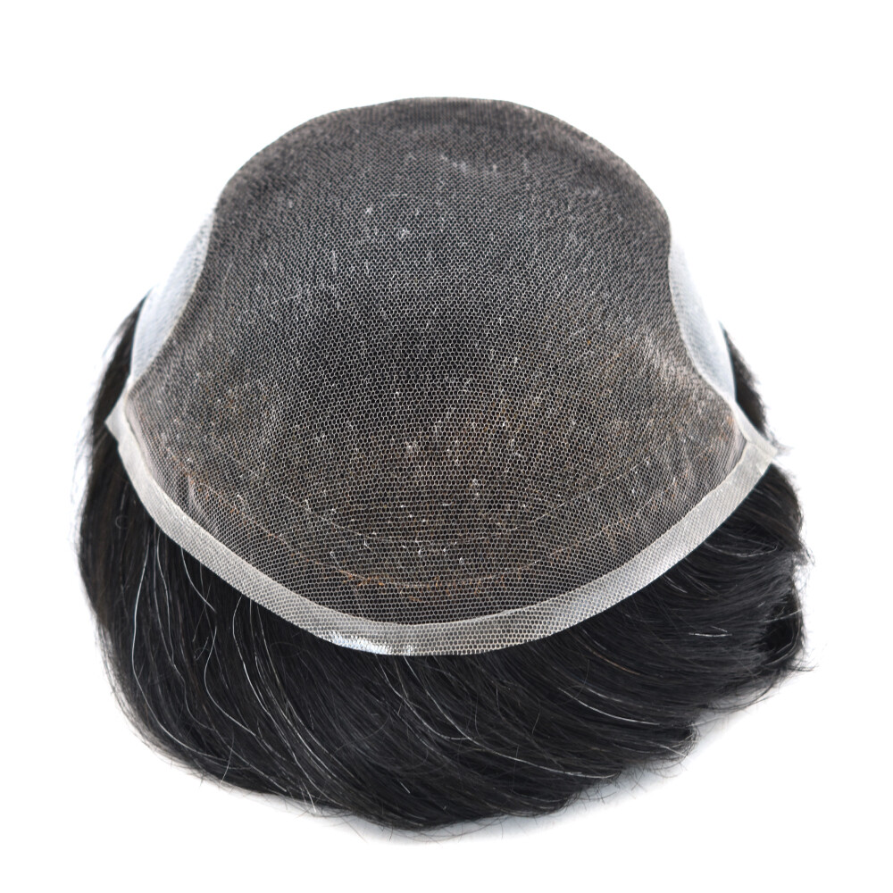 Mens Toupee French Lace Front Poly Pu Hairpiece Natural Hair Replacement Systems