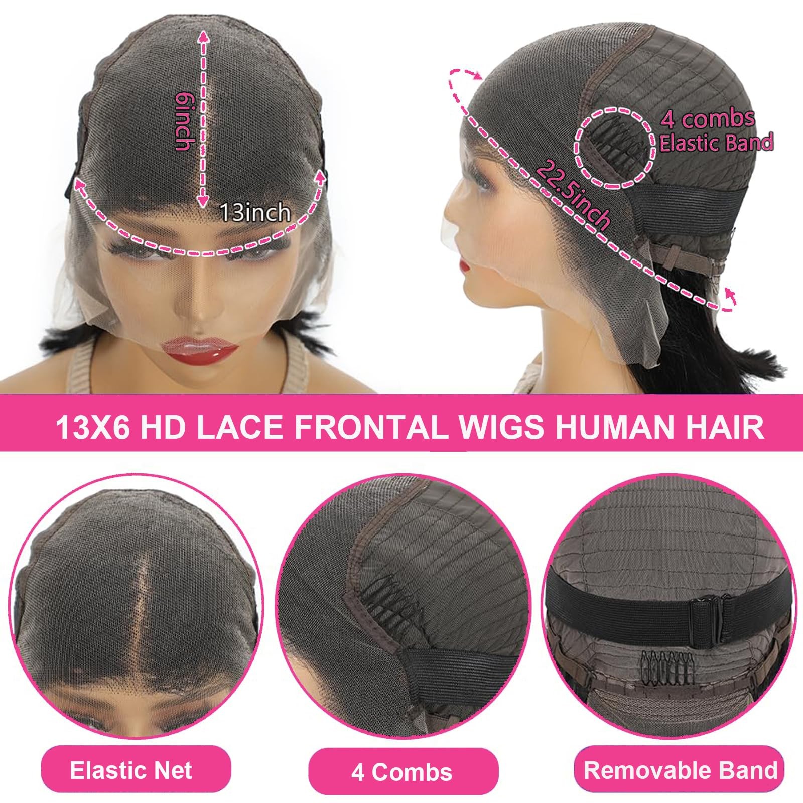 Uwlk Bob Wig Human Hair 13X6 Hd Lace Front Wigs Pre Plucked 200 Density Body