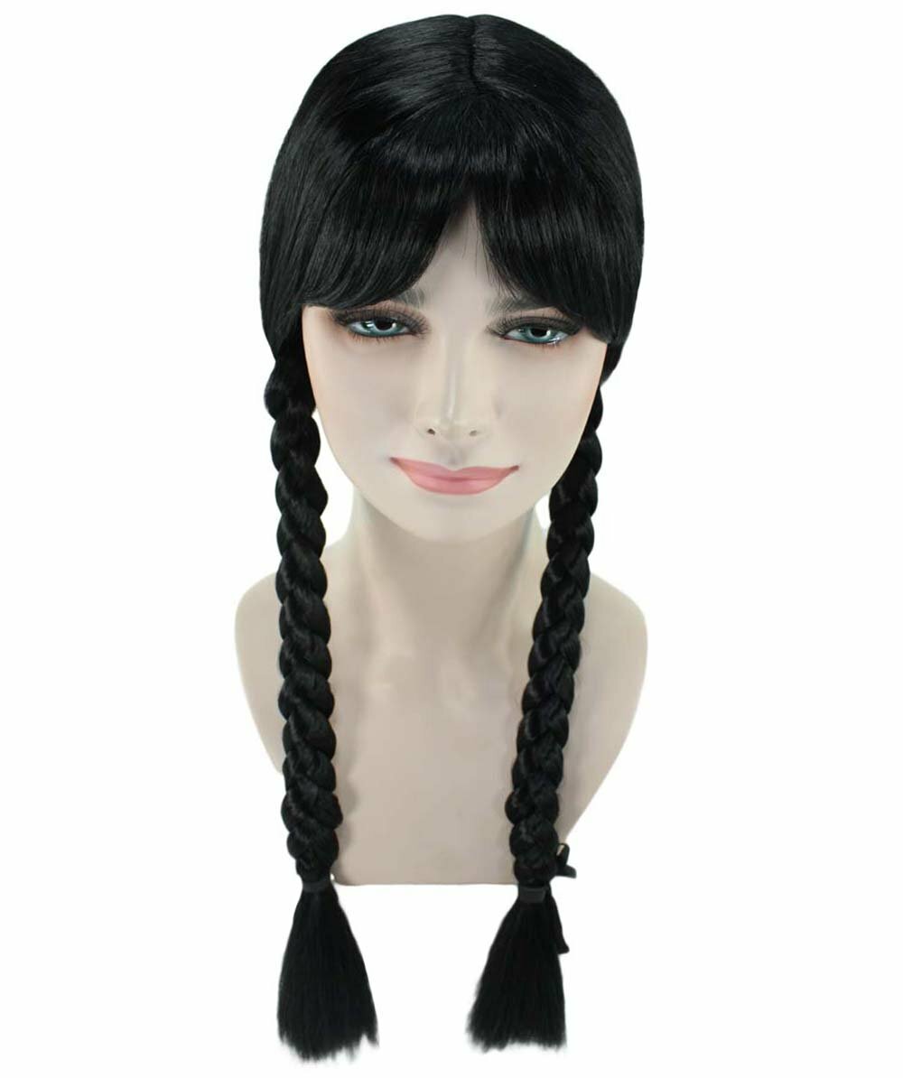 Renaissance Dutch Girl Black Wig Historical Maiden Braid Drama Medieval HW-2738