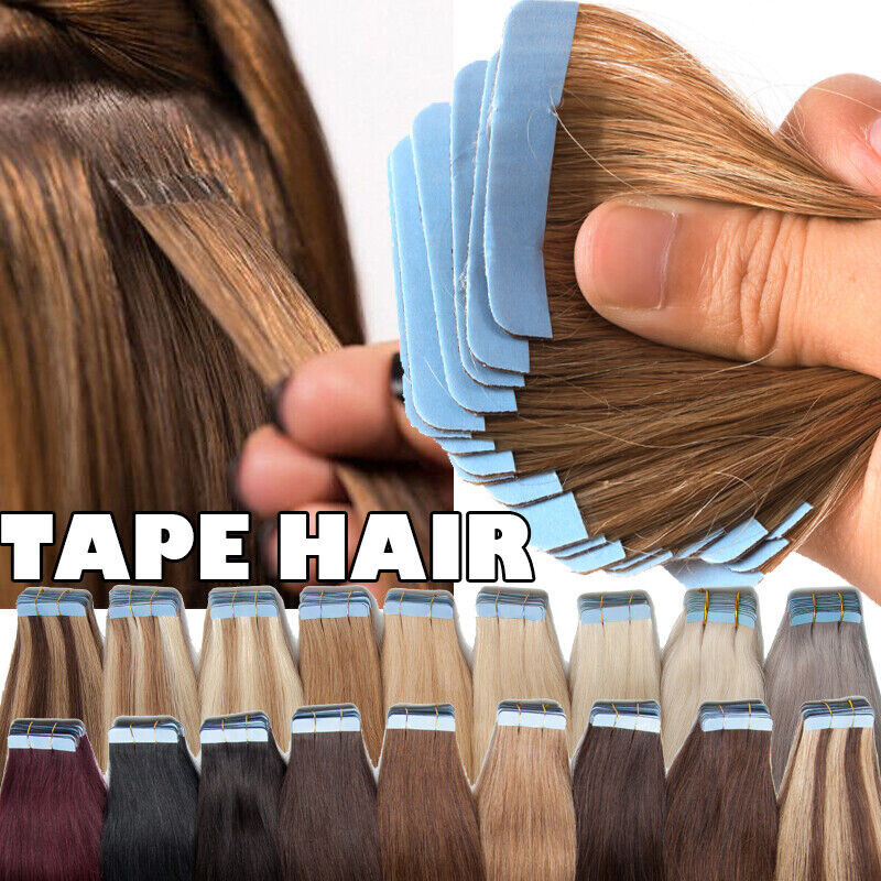 Tape in Remy Human Hair Extensions Seamless Skin Wefts Premium Thick Hair16-24in