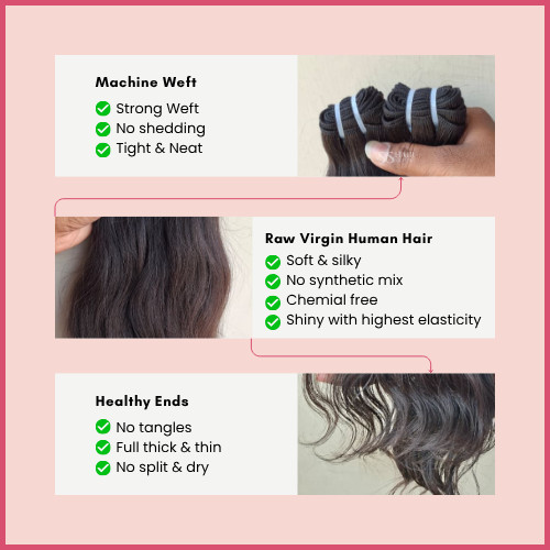 Indian Virgin Human Hair Bundles 26in | 300gm Weft Sew In Weave Hair Extensions