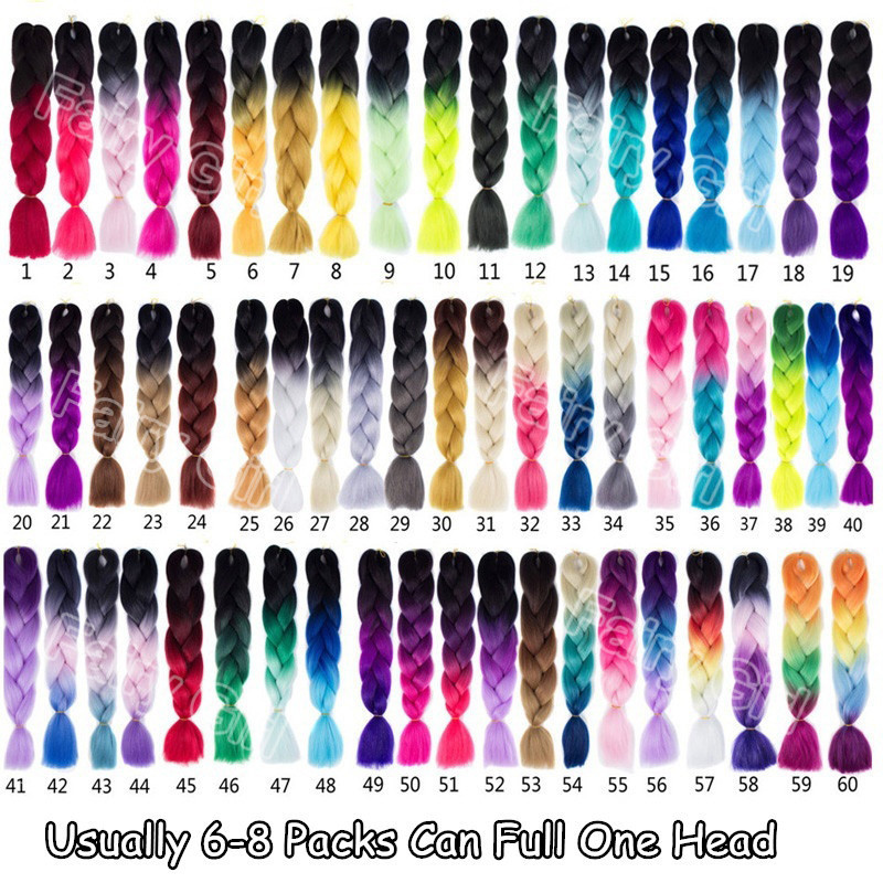 1pack 24” Crochet Hair Braiding Synthetic Hair Extensions 100g/pack 60 colors