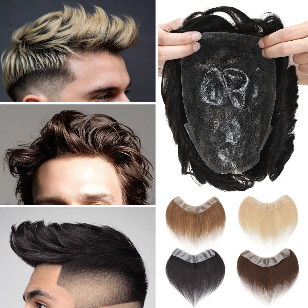 100% Remy Human Hair Hairpiece For Man Full PU Toupee Extensions 120% Top Silk
