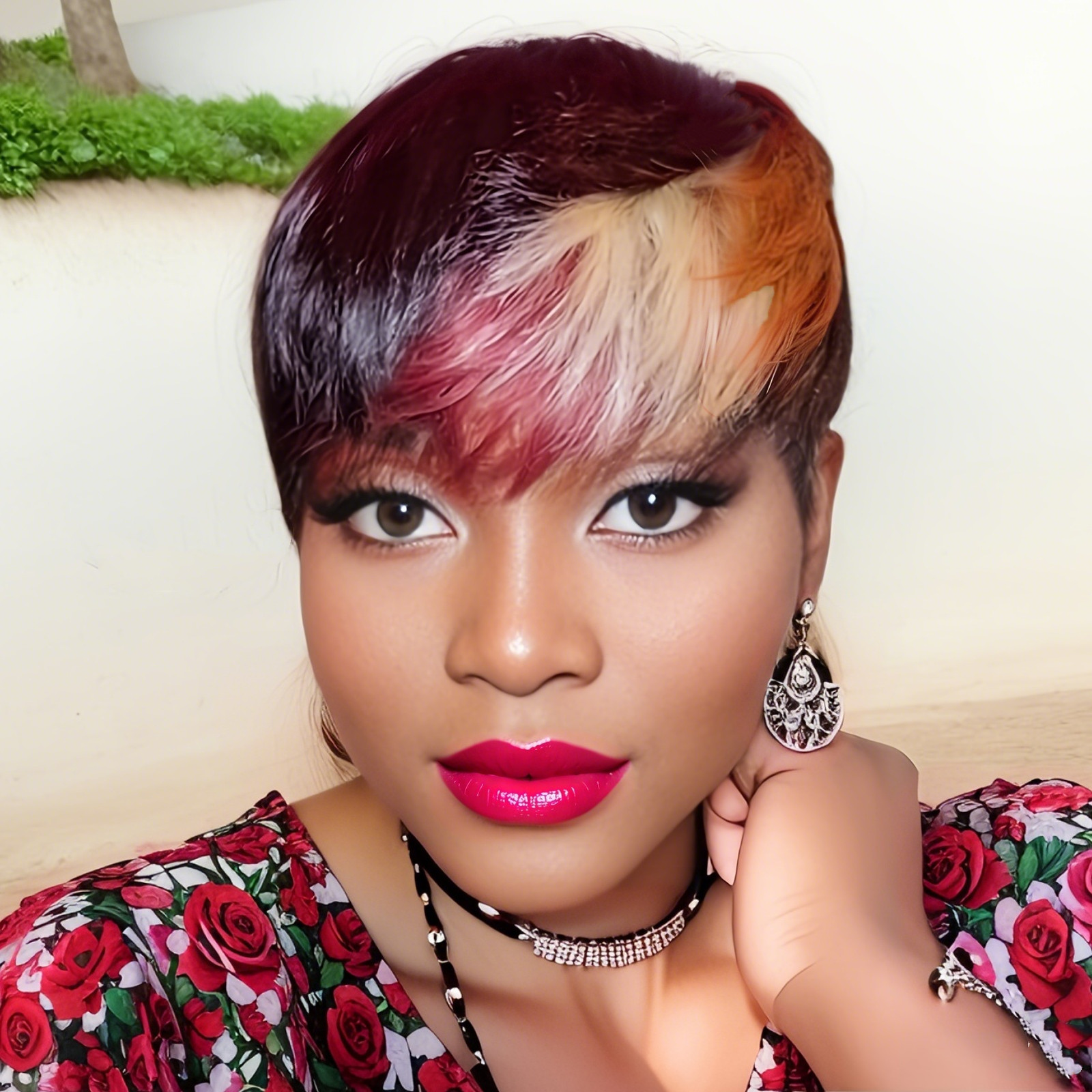 6inch Short Pixie Cut Human Hair Wigs for Women Vibrant Colorful Natural Look Li