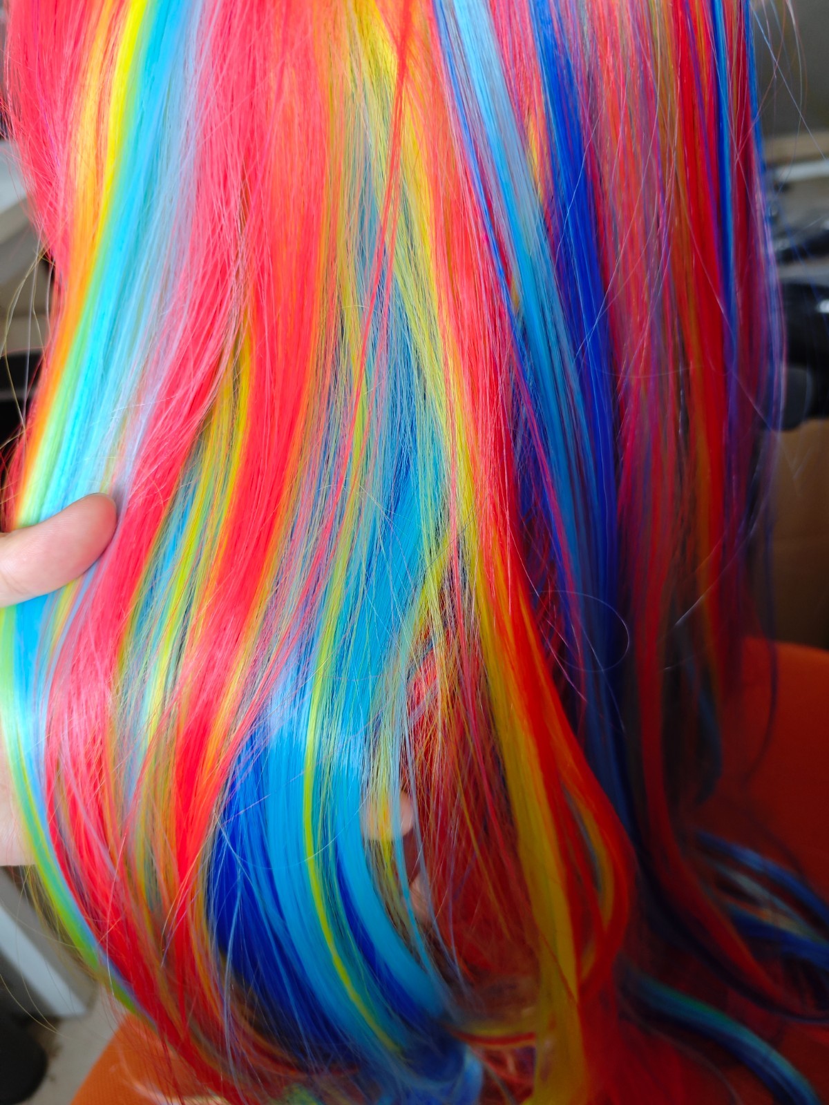 Rainbow Wig Straight Colorful Costume Wig for Women Cosplay Party Halloween 28in