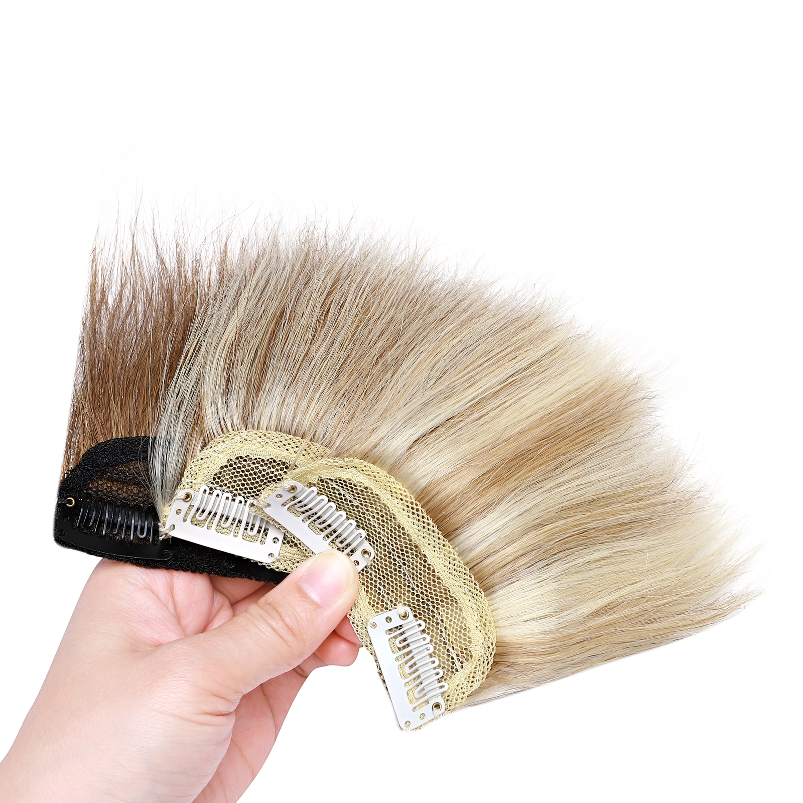 Short Mini Hair Pad Clip In Top/Side Real Remy Human Hair Extensions One Piece X
