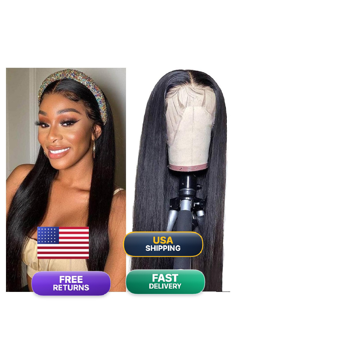 Atohallan 28 Inch Straight Lace Front Wigs Human Hair Pre Plucked 13X4 Hd