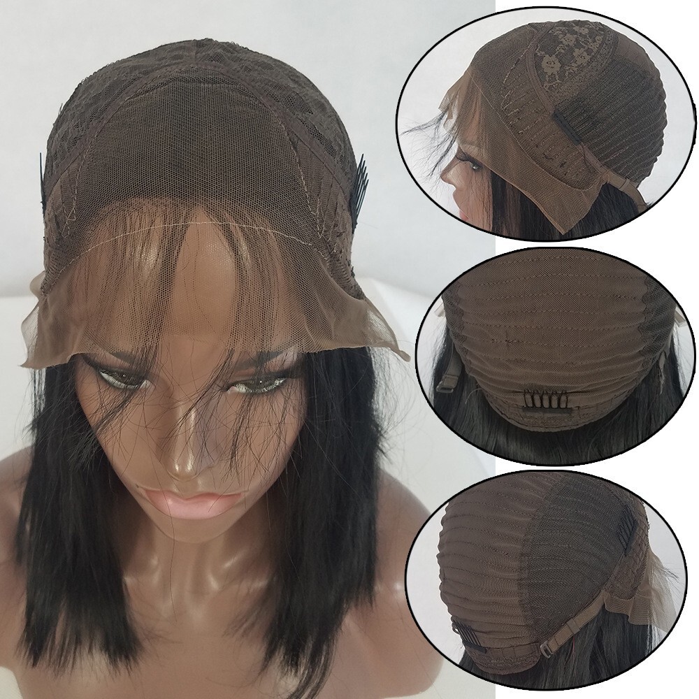 Ombre Blonde Hair Synthetic Lace Front Wigs Heat Safe Pre Plucked 13×4 Free Part