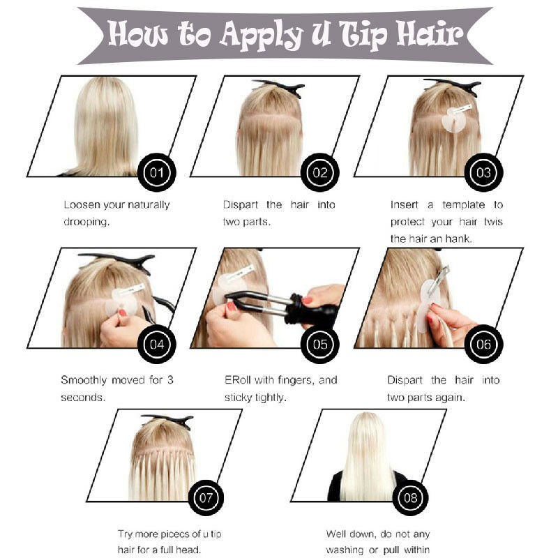 Keratin Bonded U Tip Hair Extensions Double Drawn Remy Human Hair Various Colors