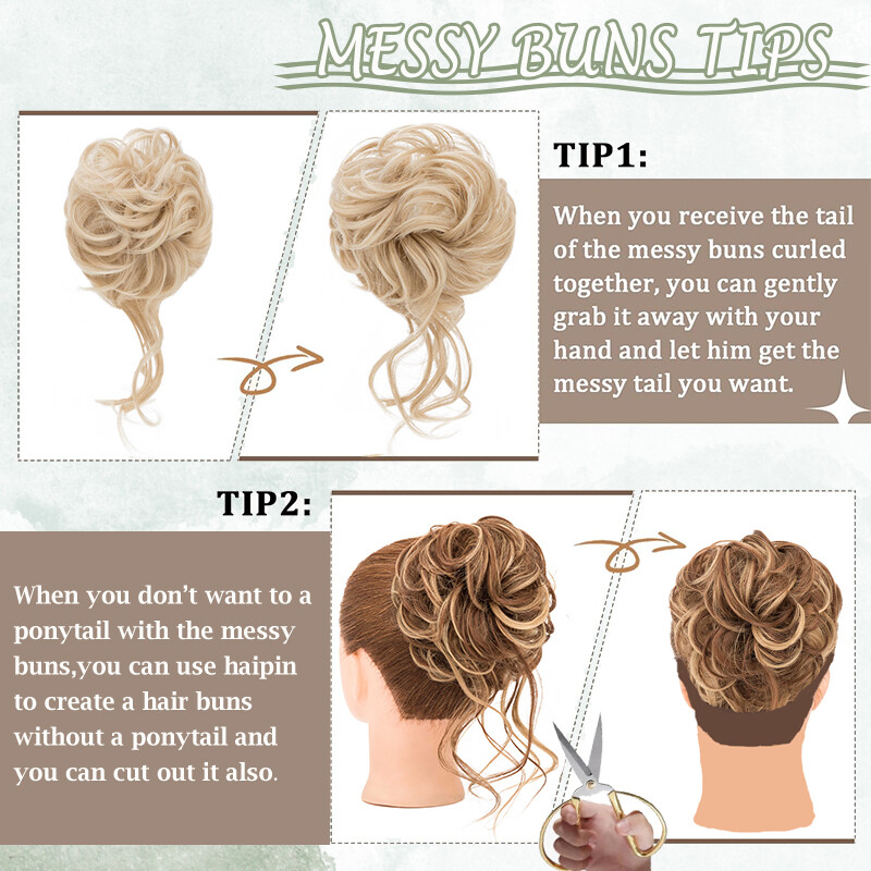 Long Thick Real as Human Messy Bun Hair Piece Scrunchie Updo Wrap Hair Extension