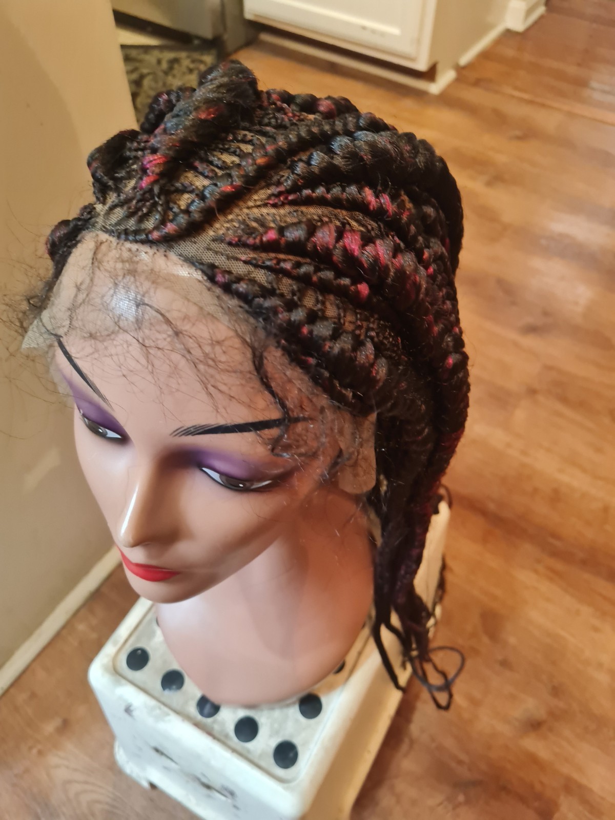 Braided Wig For Black Women Cornrow Braids Lace Front Synthetic Fiber