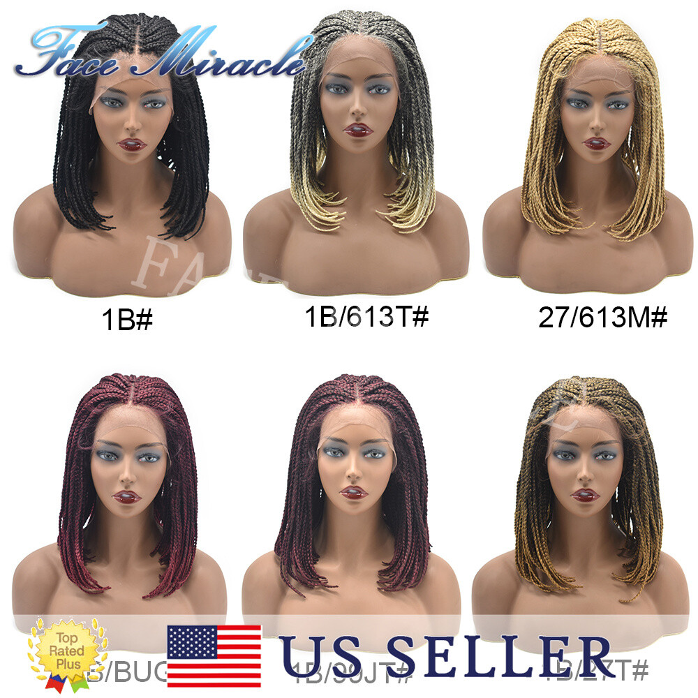 18.5″ Box Braided Wig for Black Men Synthetic Twist Braids Lace Front Baby Hair