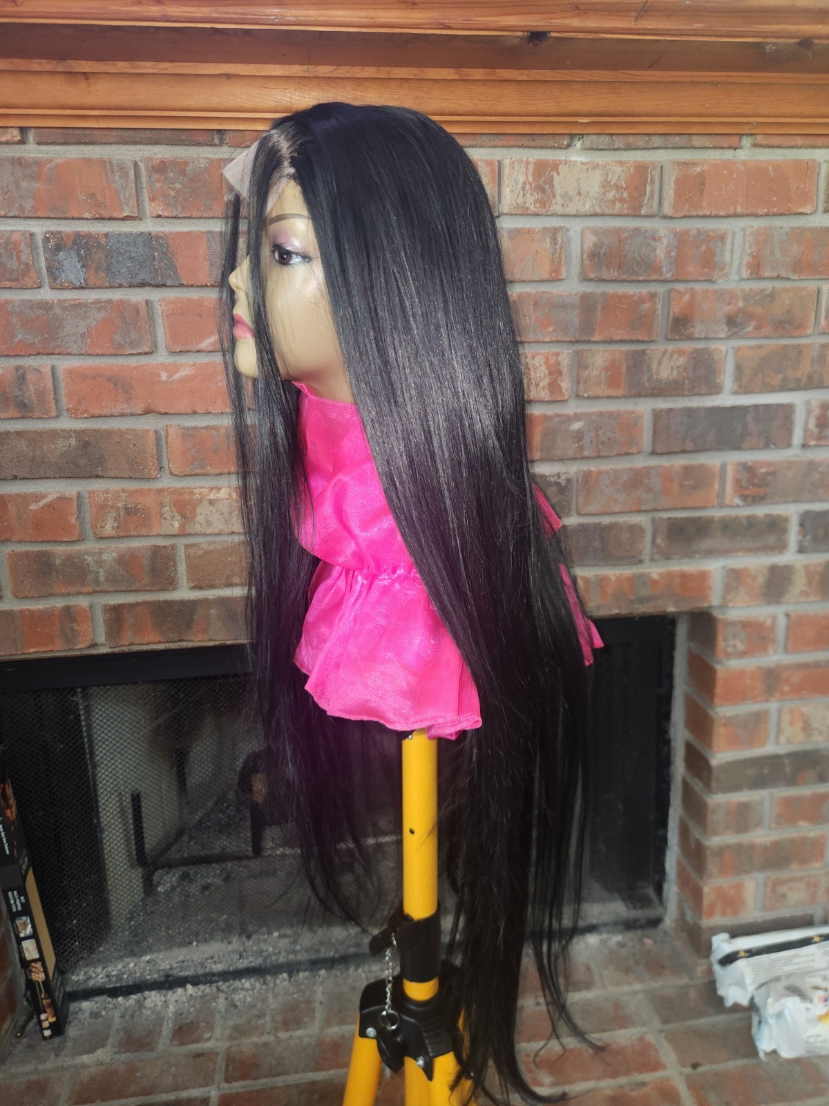 Lace Front Wig Straight Black/Purple Synthetic Free-Part 36 in Women