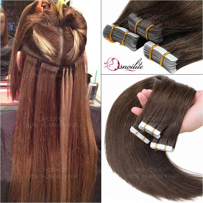 Ombre 150G Tape In Russian Remy Human Hair Extensions Full Head Skin Weft Blonde