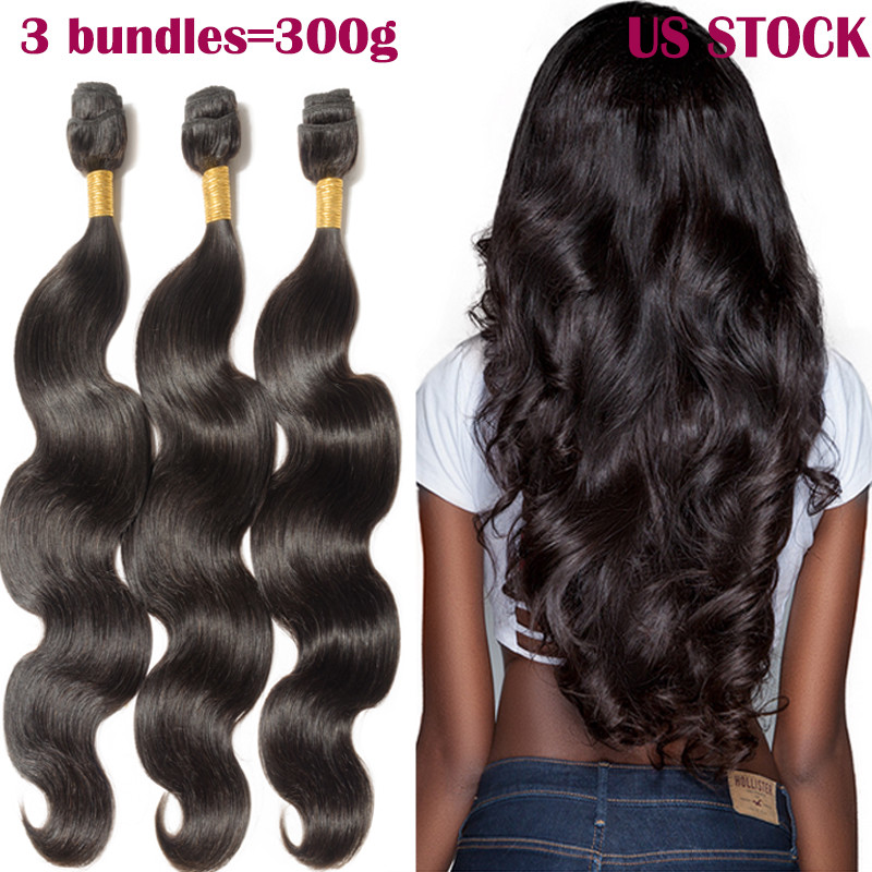 300g THICK 9A Virgin Peruvian 3 Bundles Human Hair Extensions Body Wave Straight