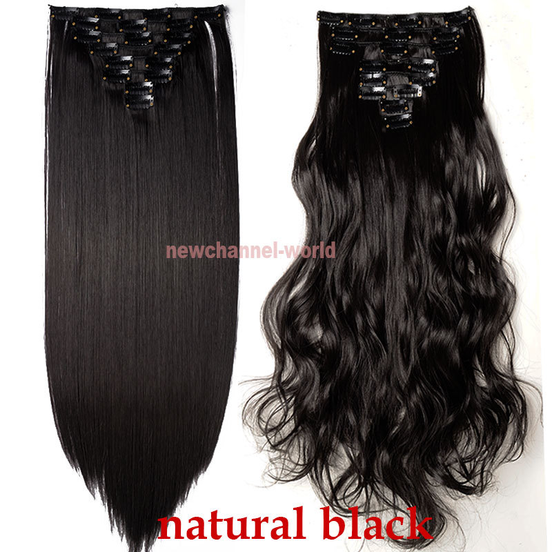 Real Long 100% Natural Extensions Clip in HAIR EXTENTIONS 18 Clips On as Human