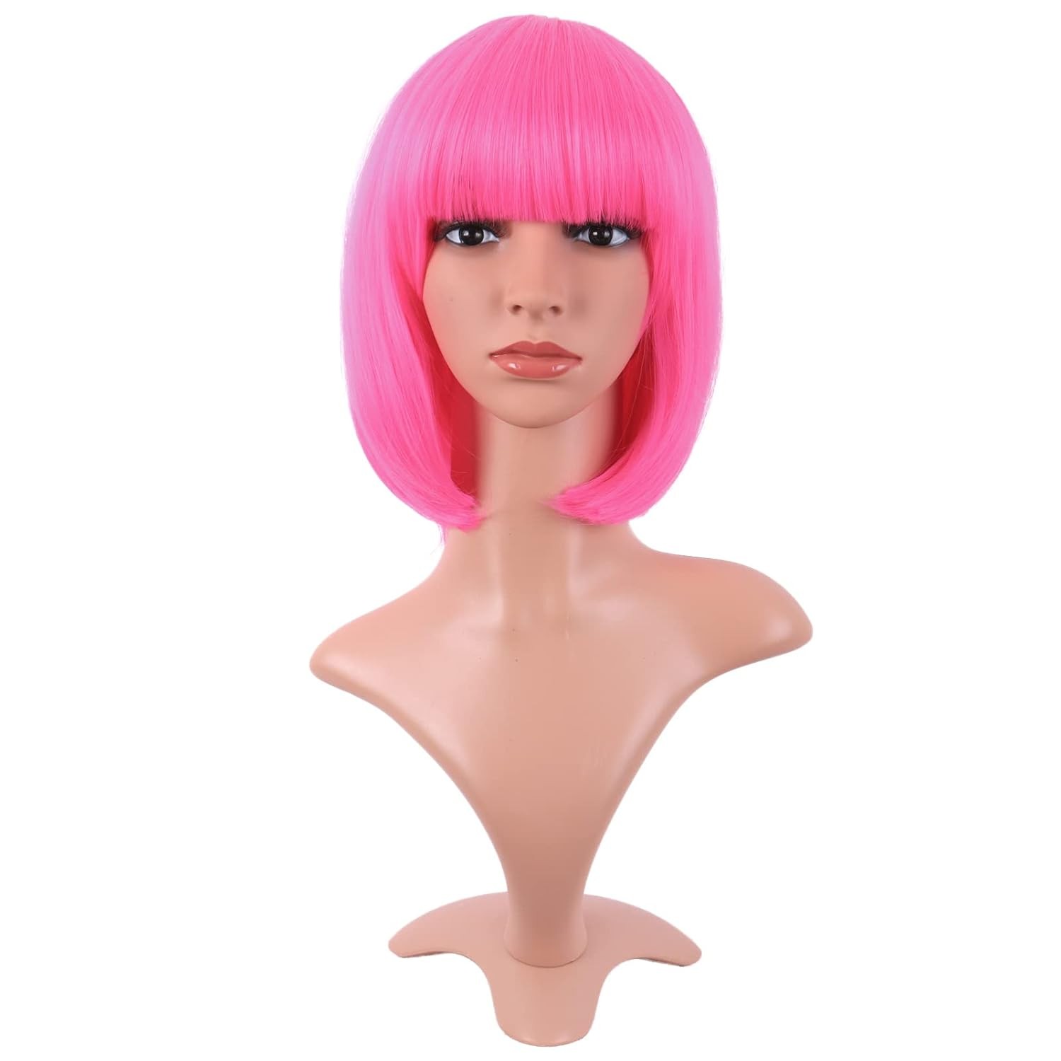 12 In/30cm Fashion Lady Short Straight Flat Bangs Bob Wig (Black)