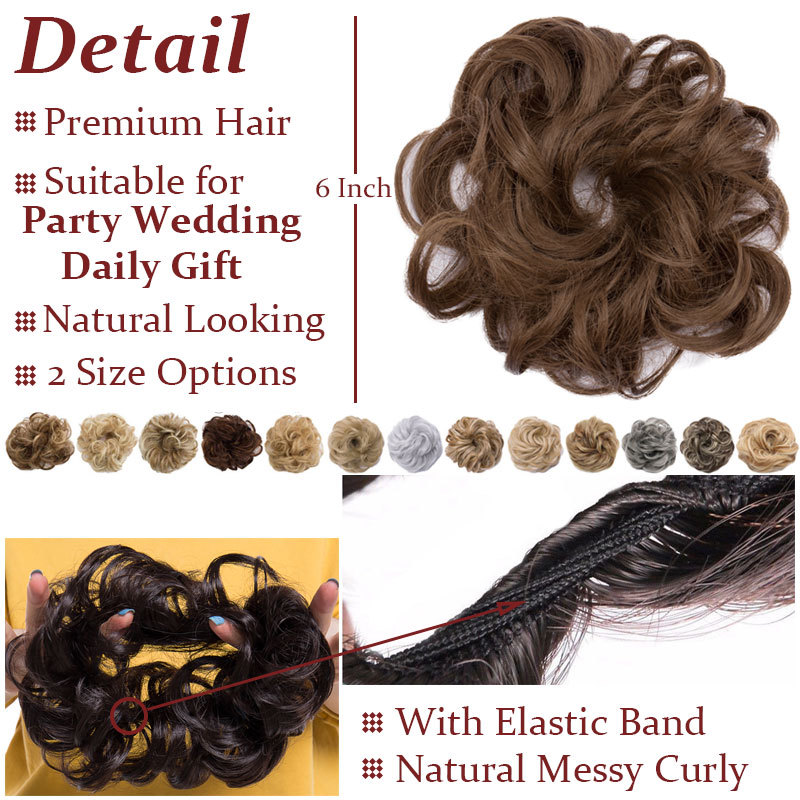 Large Curly Updo Messy Curly Bun Chignon Clip in Hair Piece Extensions THICK FEM