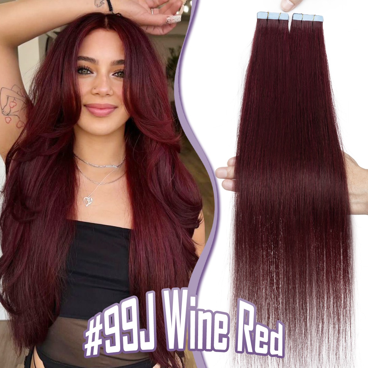 Seamless Tape in Russian Remy Human Hair Extensions Skin Weft 60Pieces Full Head