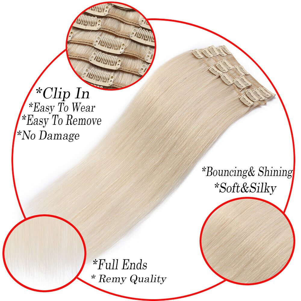 Clip In Hair Extensions Human Hair Invisible Remy Thick Highlight Fashion Hair