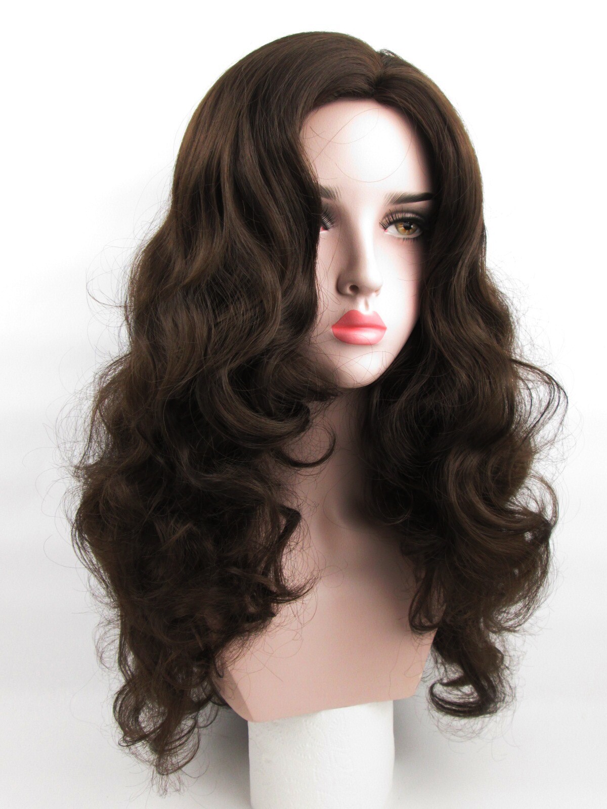WOMENS LONG LOOSE SOFT CURLS CURLY WAVY LAYERED WIG NO BANGS CASSIE SKIN TOP