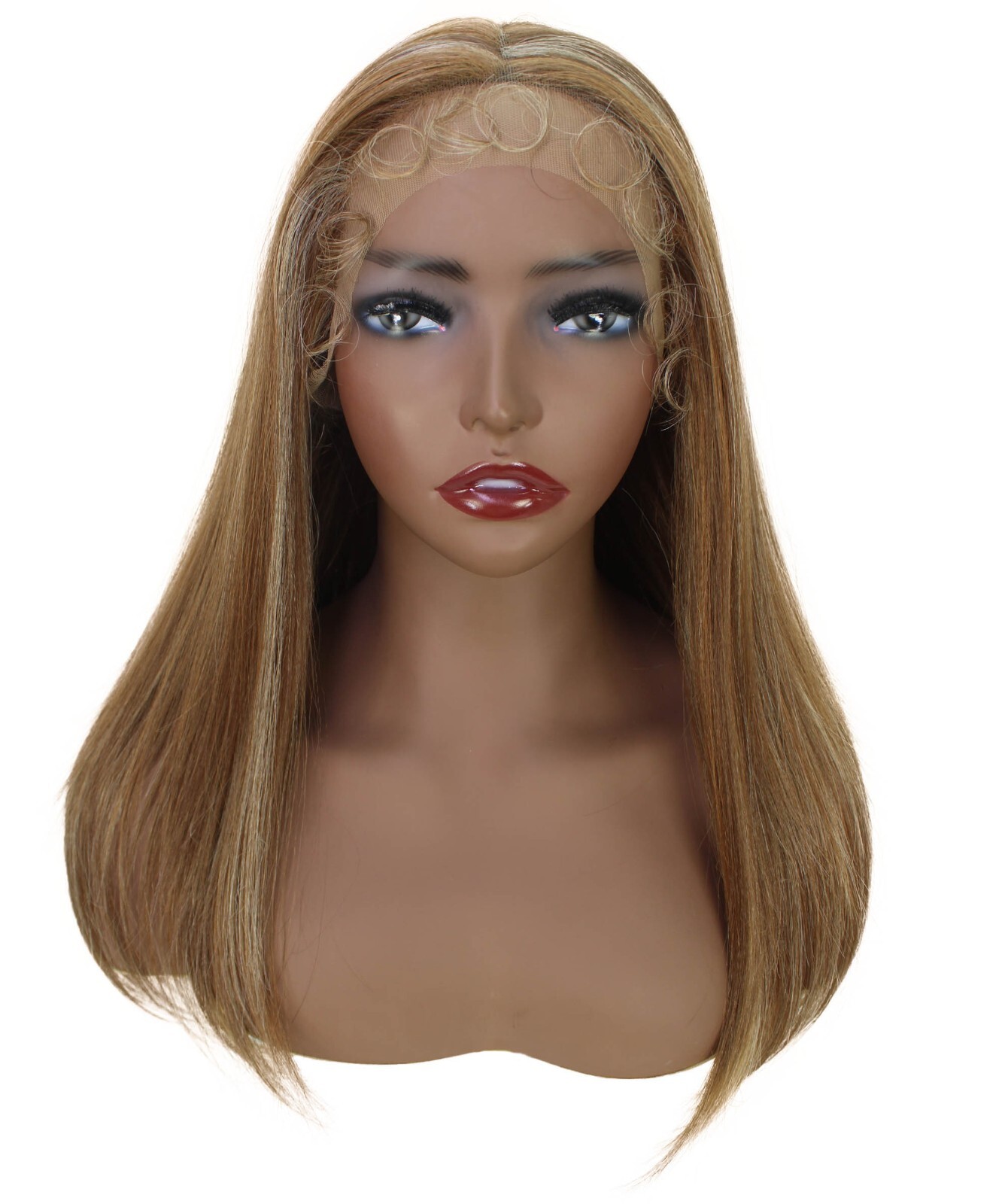 LUXLUXE Ebony Straight 21.5 inch Lace Front Wig Heat Resistant Fiber, BL-0166