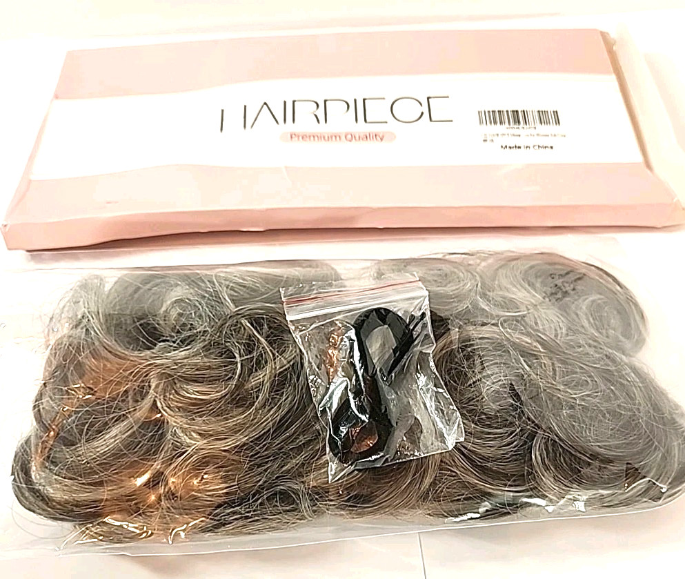 Messy Bun Hair 2 Pcs Wavy Curly Scrunchies Elegant Chignon Updo Ash Grey Fashion