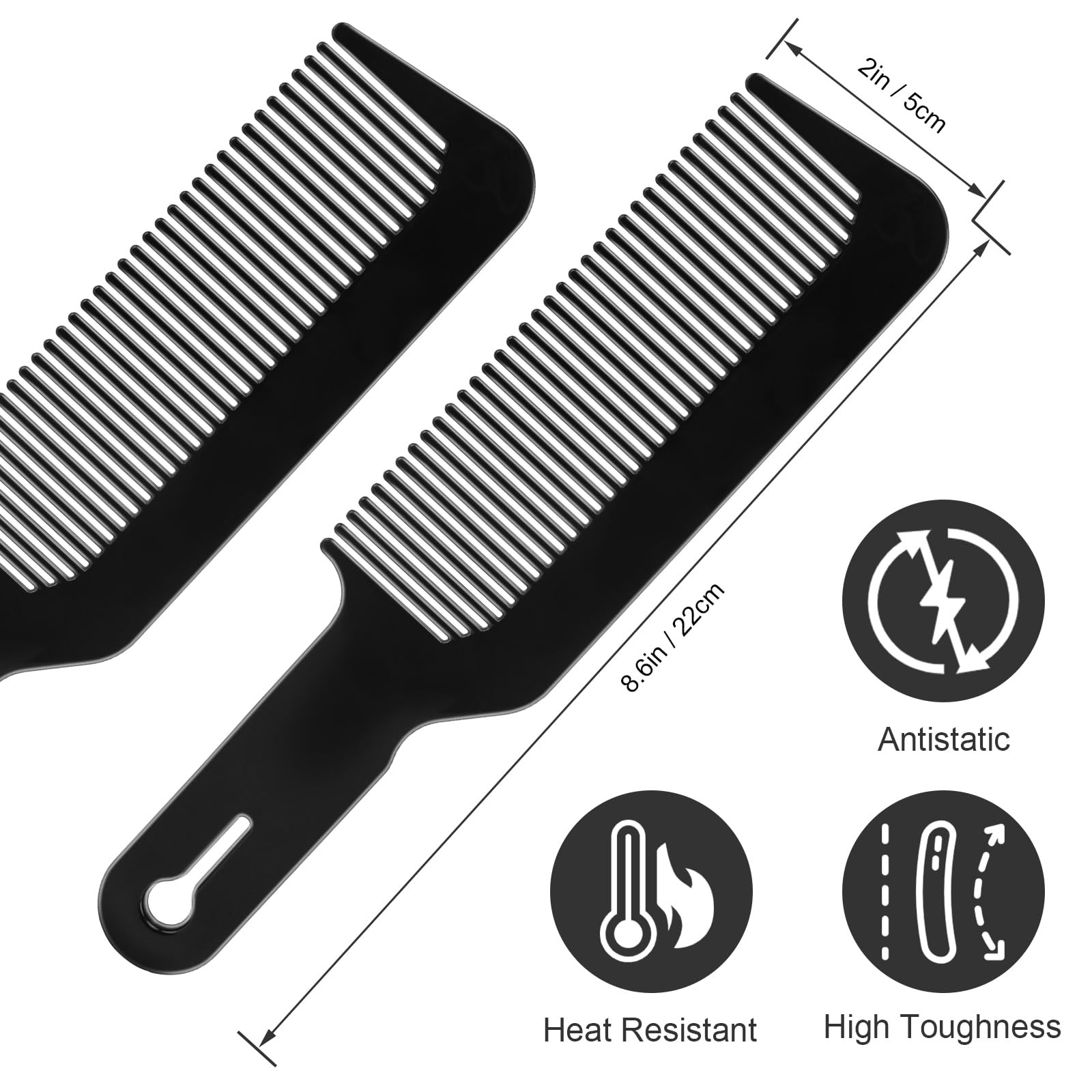 NICEMOVIC Barber Hair Cutting Blend Fade Combs 10 Pack 8.6 x 2 Inch, Black