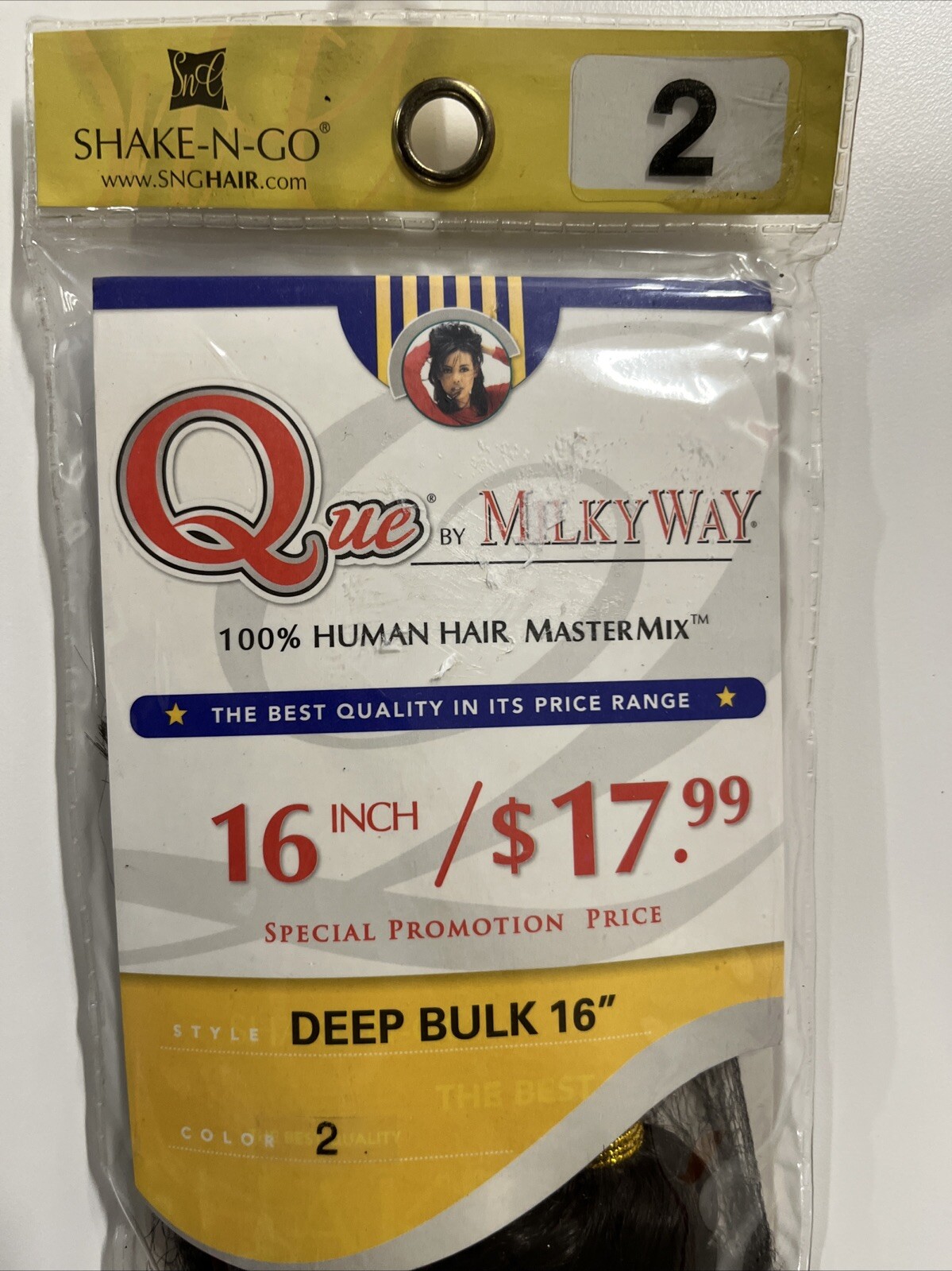 Que By Milky Way PURE 100% Human Hair Master Mix Weave 16″ Color #2