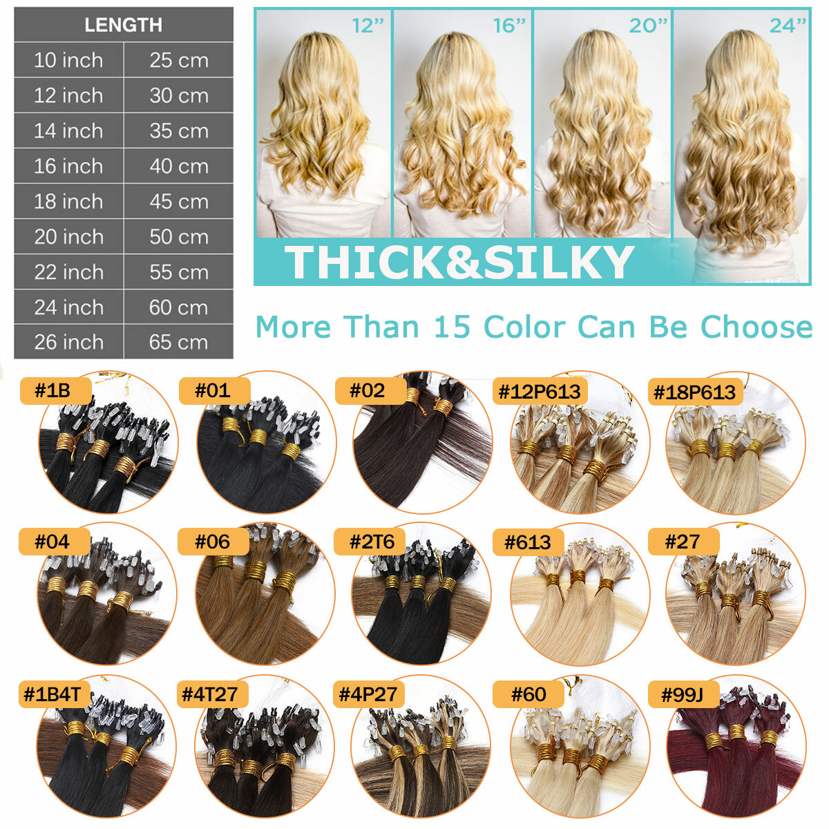 Micro Ring Loop Tip 100% Remy Human Hair Extensions Micro Beads Link Full Head