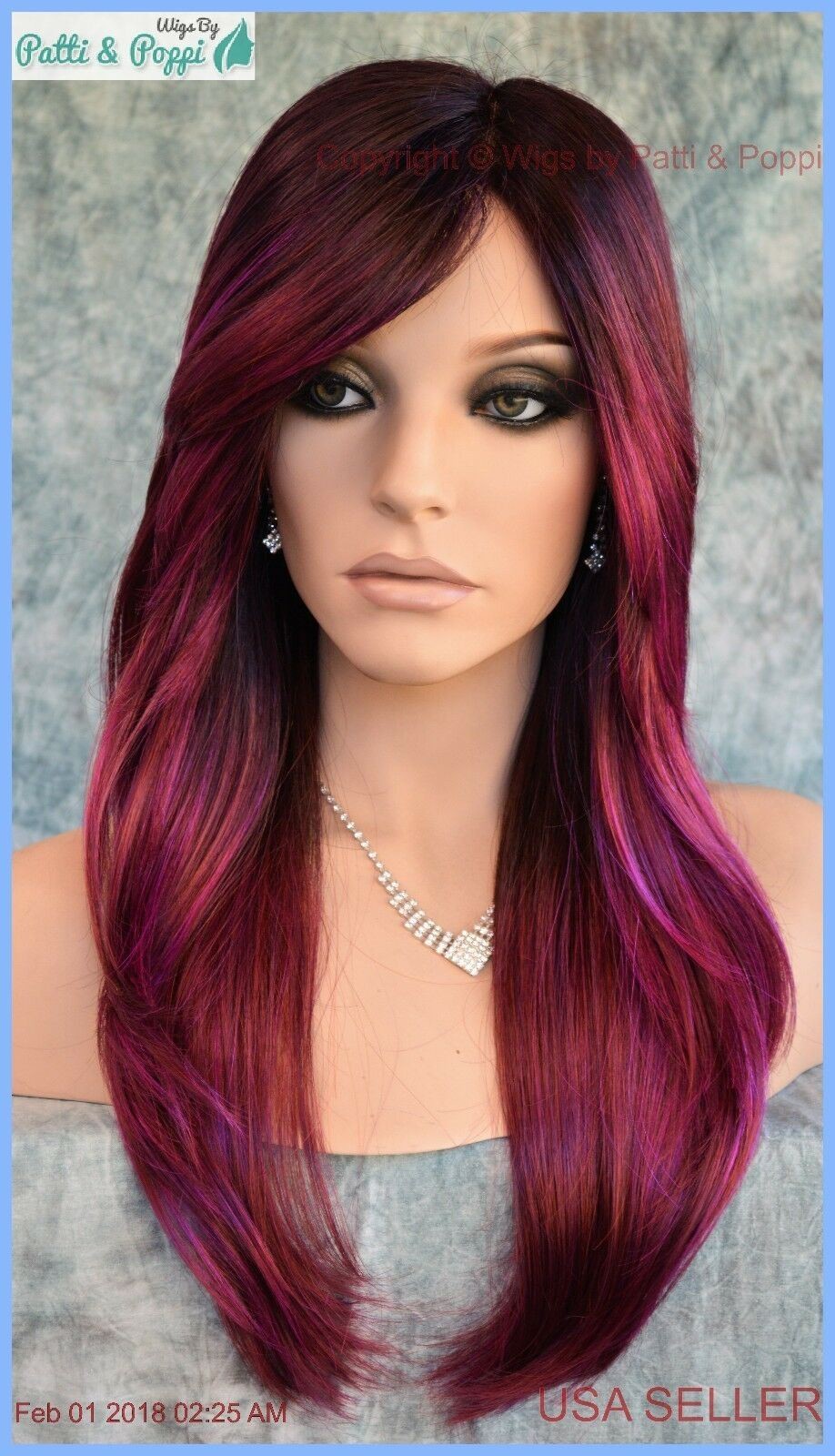Angelica PM by Noriko Wigs (partial mono) PLUMBERRY JAM Long Sexy AUTHENTIC