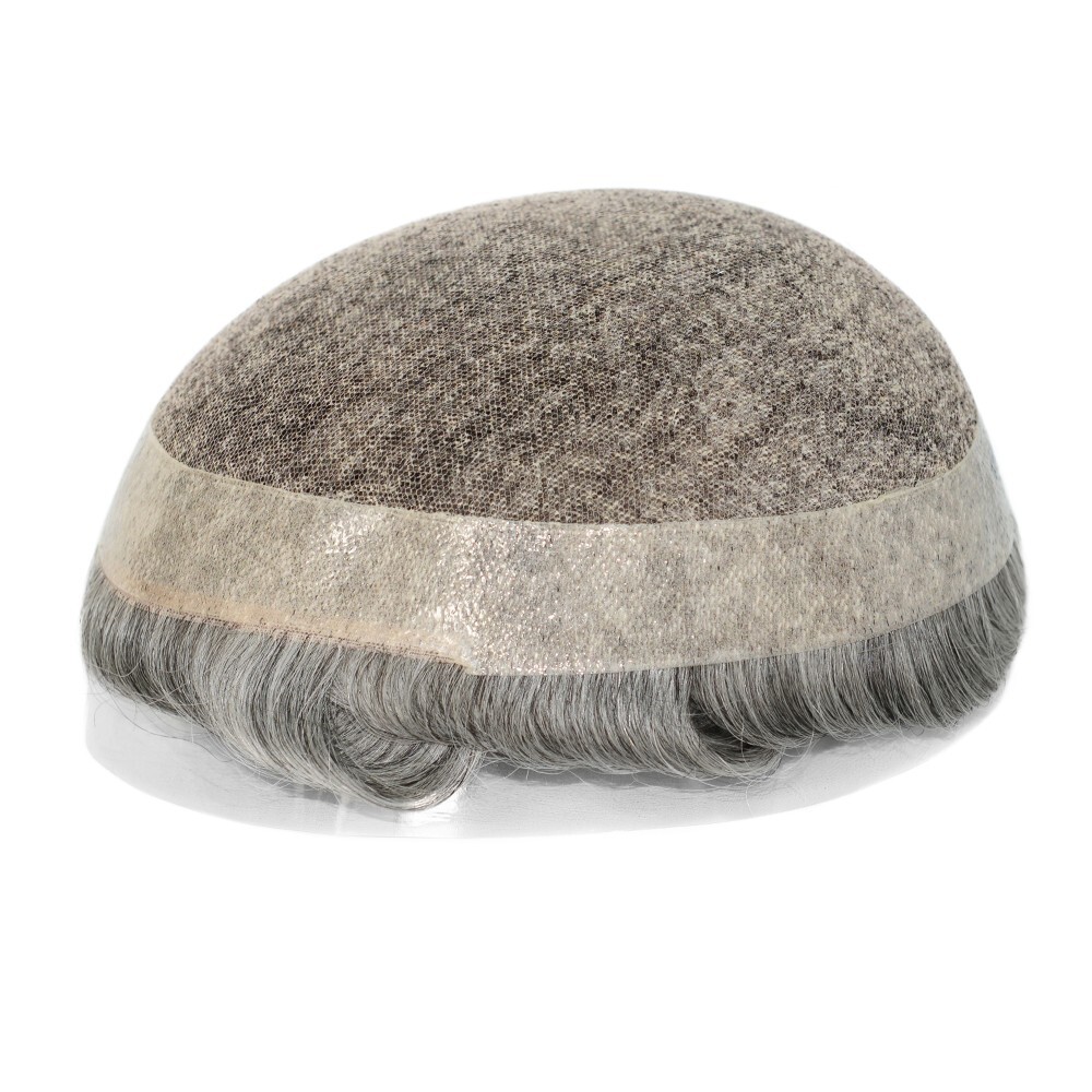 Toupee For Men Lace Indian Human Hair Replecement System Poly Coating Hairpieces