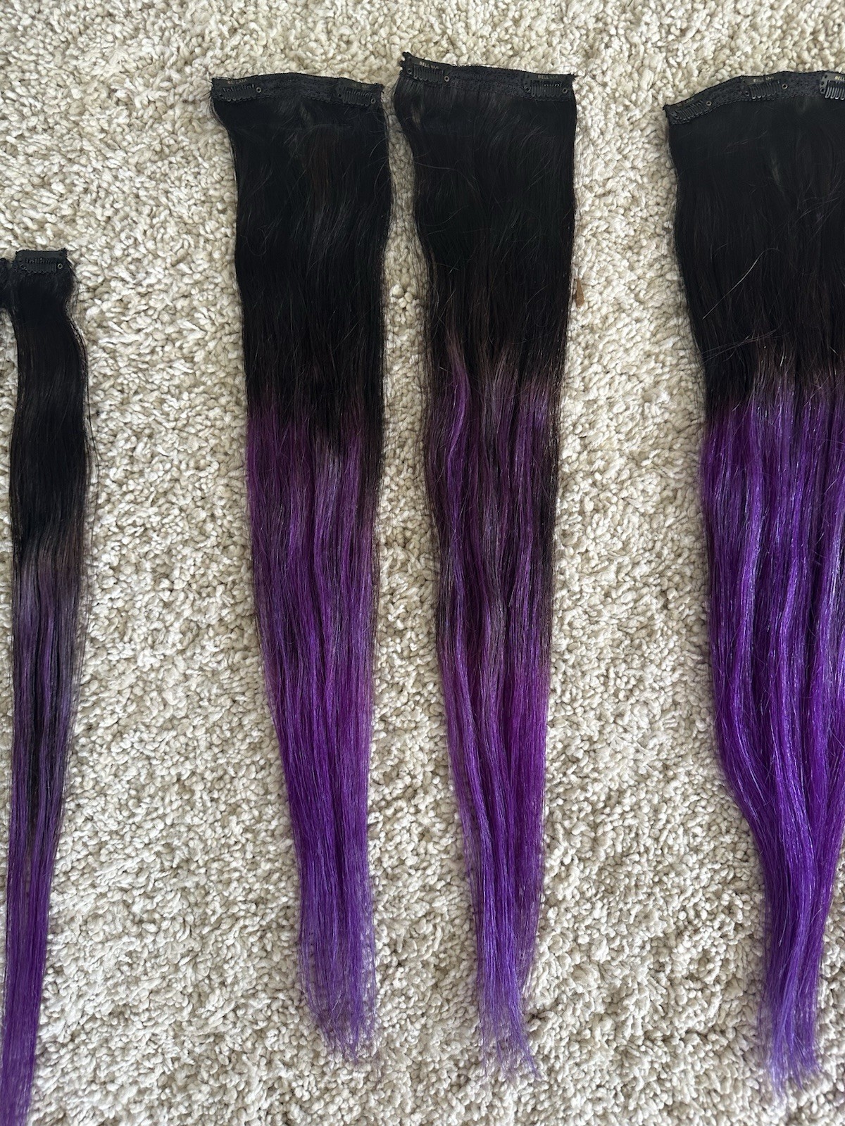 BELLAMI LACE WEFT CLIP-IN BLACK DARK BROWN/VIOLET PURPLE OMBRE 22 INCH 220 GRAMS