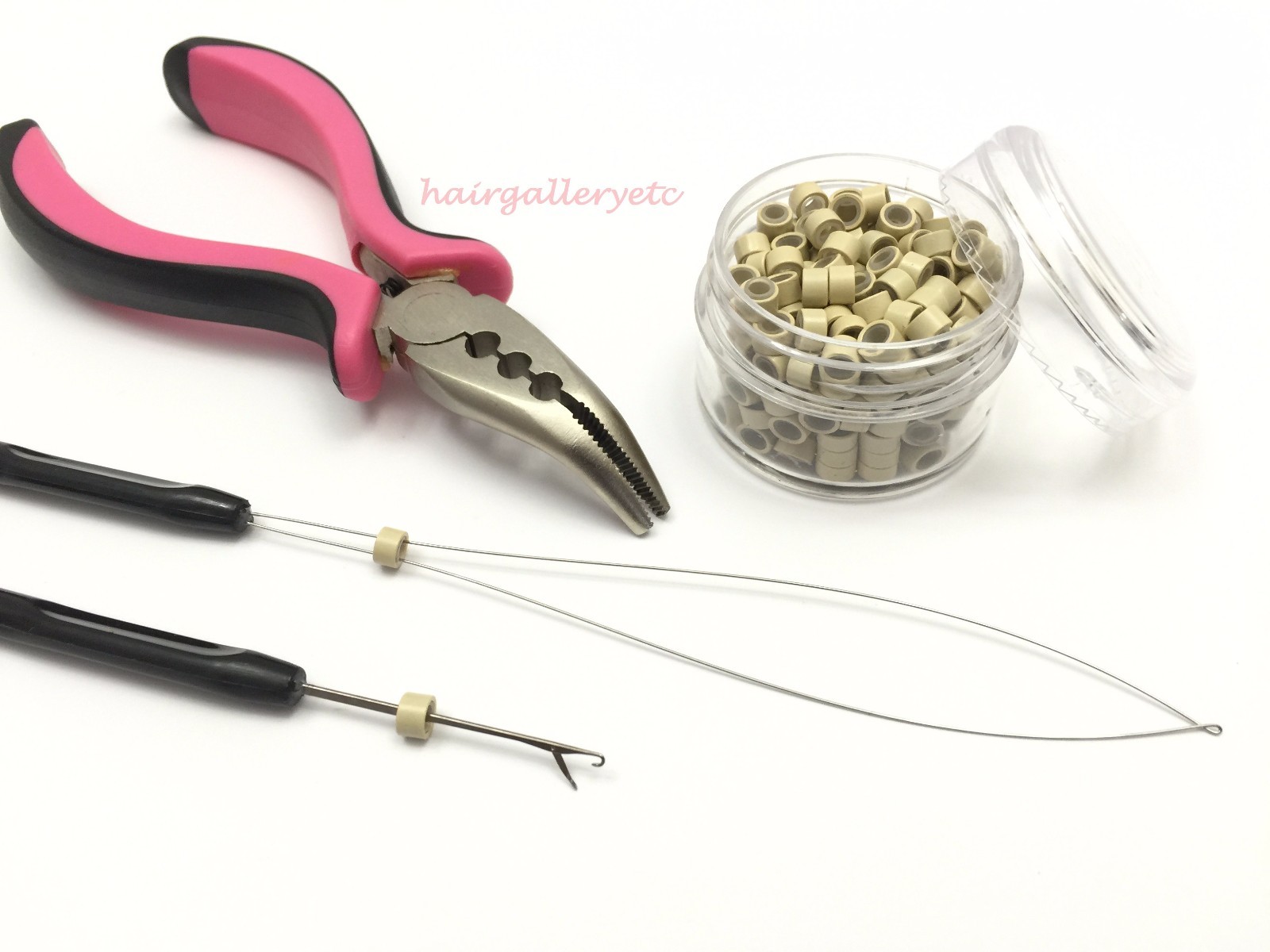 250 SILICONE MICRO BEADS Feather Hair Extension TOOL KIT PLIERS LOOP HOOK USA