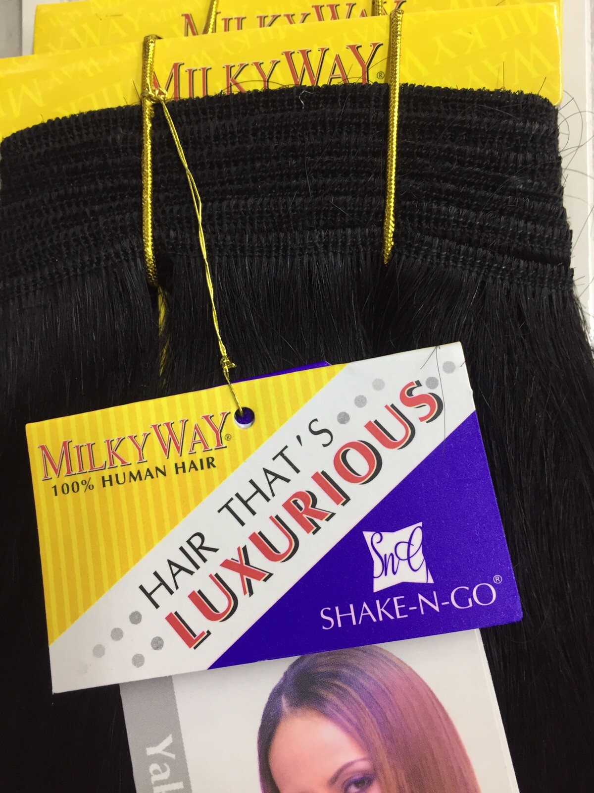 Milky Way Yaky Straight Weave 14” Color 1B Off Black 100% human hair