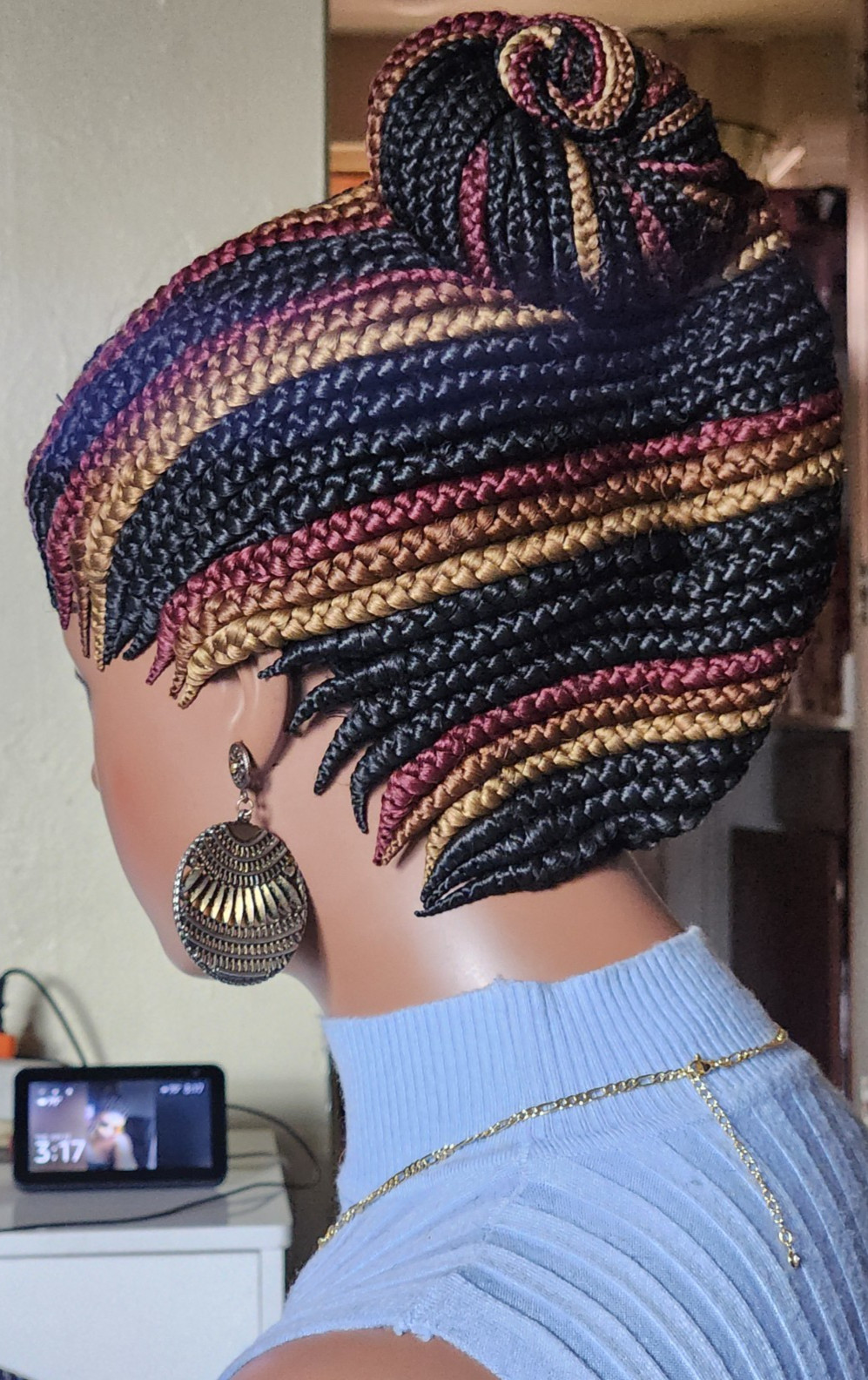 handmade braided cornrows wig pony Escargot multiple colors