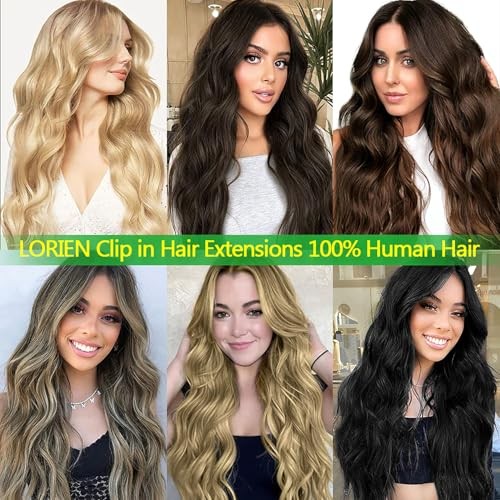 Clip in Hair Extensions Real Human Hair 100g/3.6oz, 18 Inch #1B Natural Black