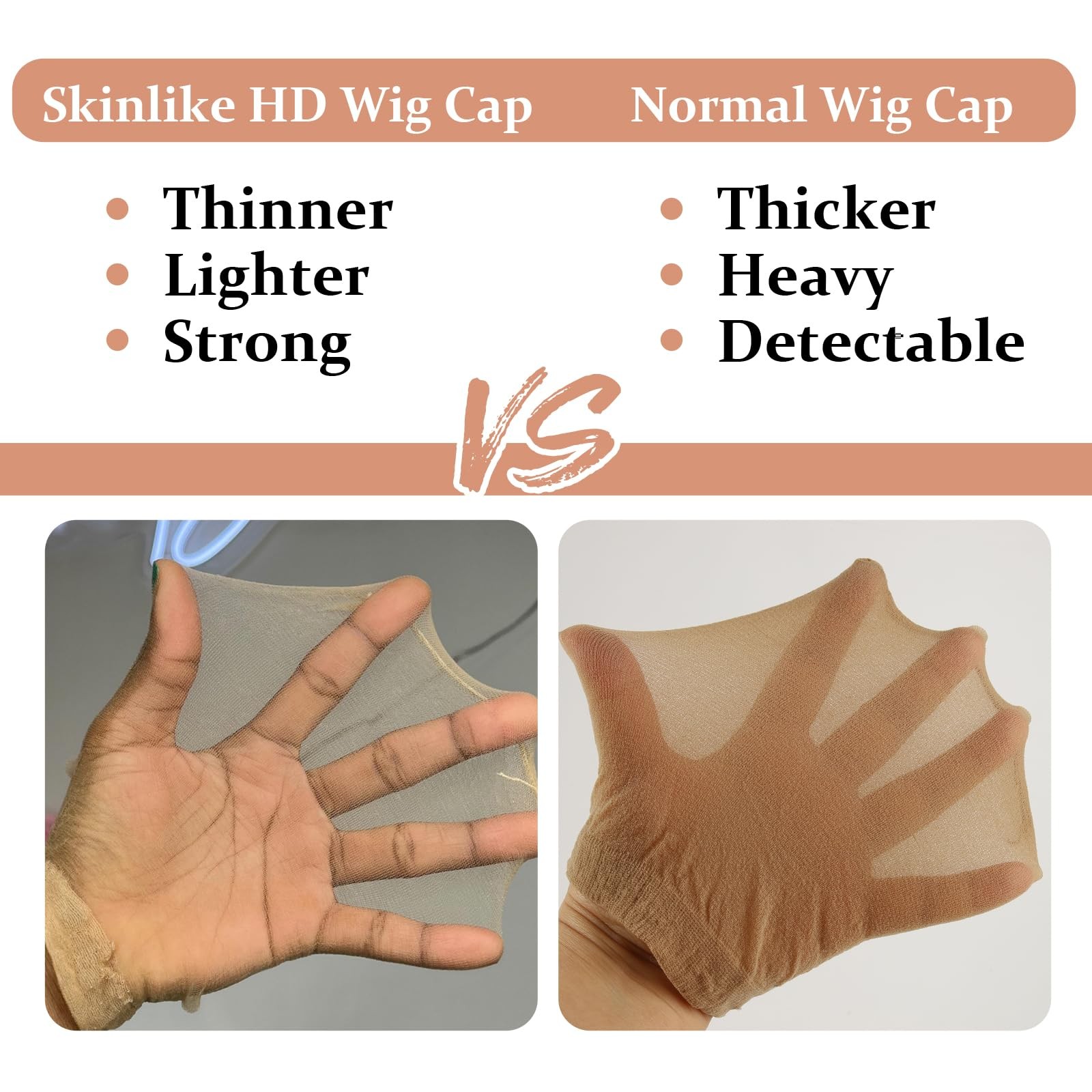 BEEOS Skinlike HD Wig Cap, 4 Pieces Invisible and Sheer 4 Pieces, Cap
