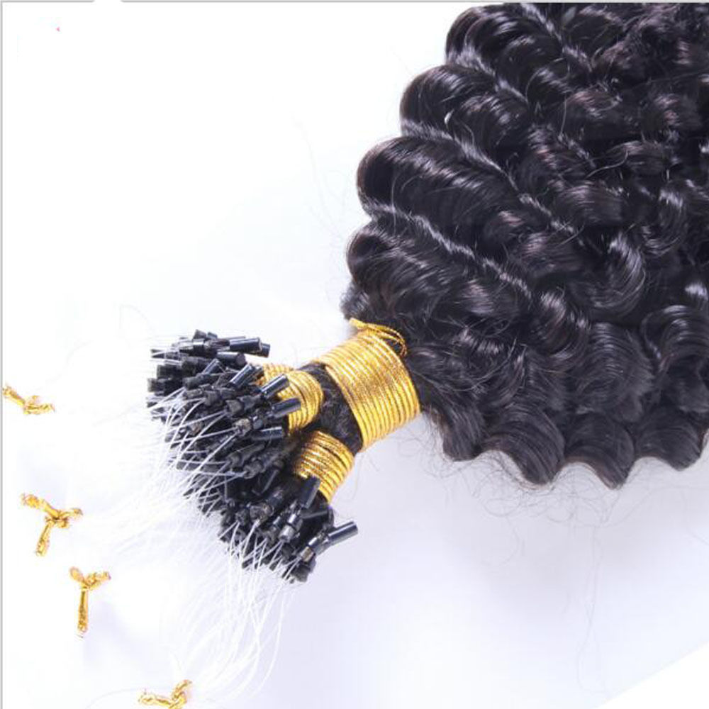 Kinky Curly Micro Loop Ring Human Hair extension Micro Beads Human Hair 100pcs