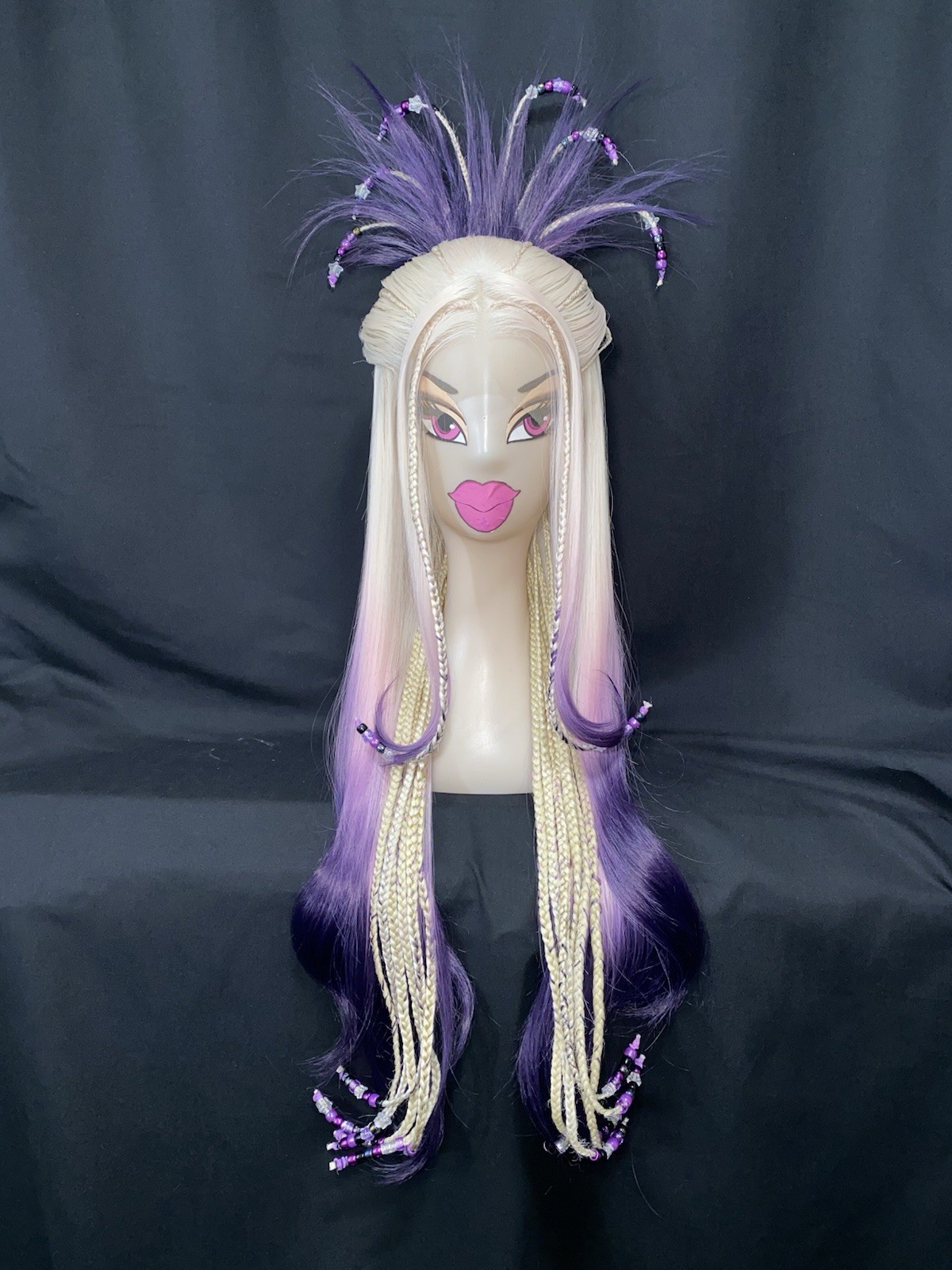 Deep Dark Midnight Purple Ursula Witch Synthetic Lace Front Wig For Drag Queens