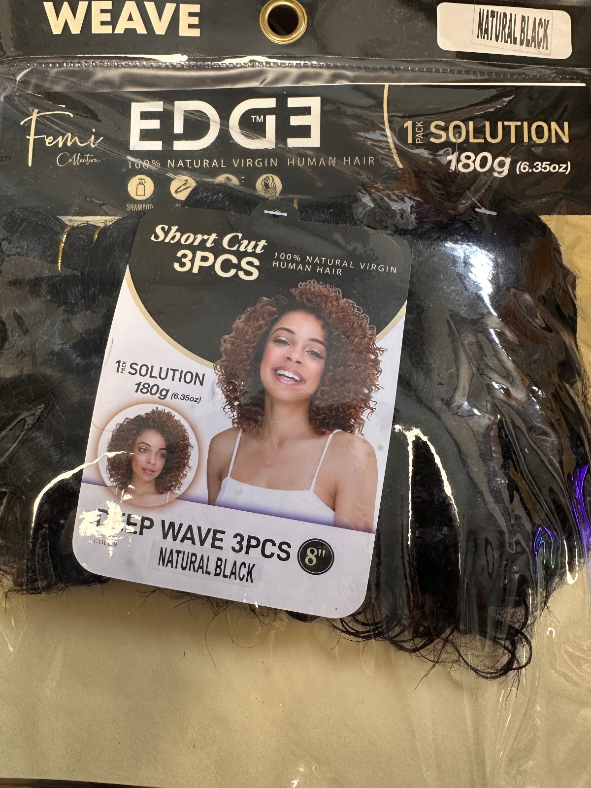 FEMI COLLECTION EDGE 9S DEEP WAVE NATURAL BLACK UNPROCESSED HUMAN HAIR 180G