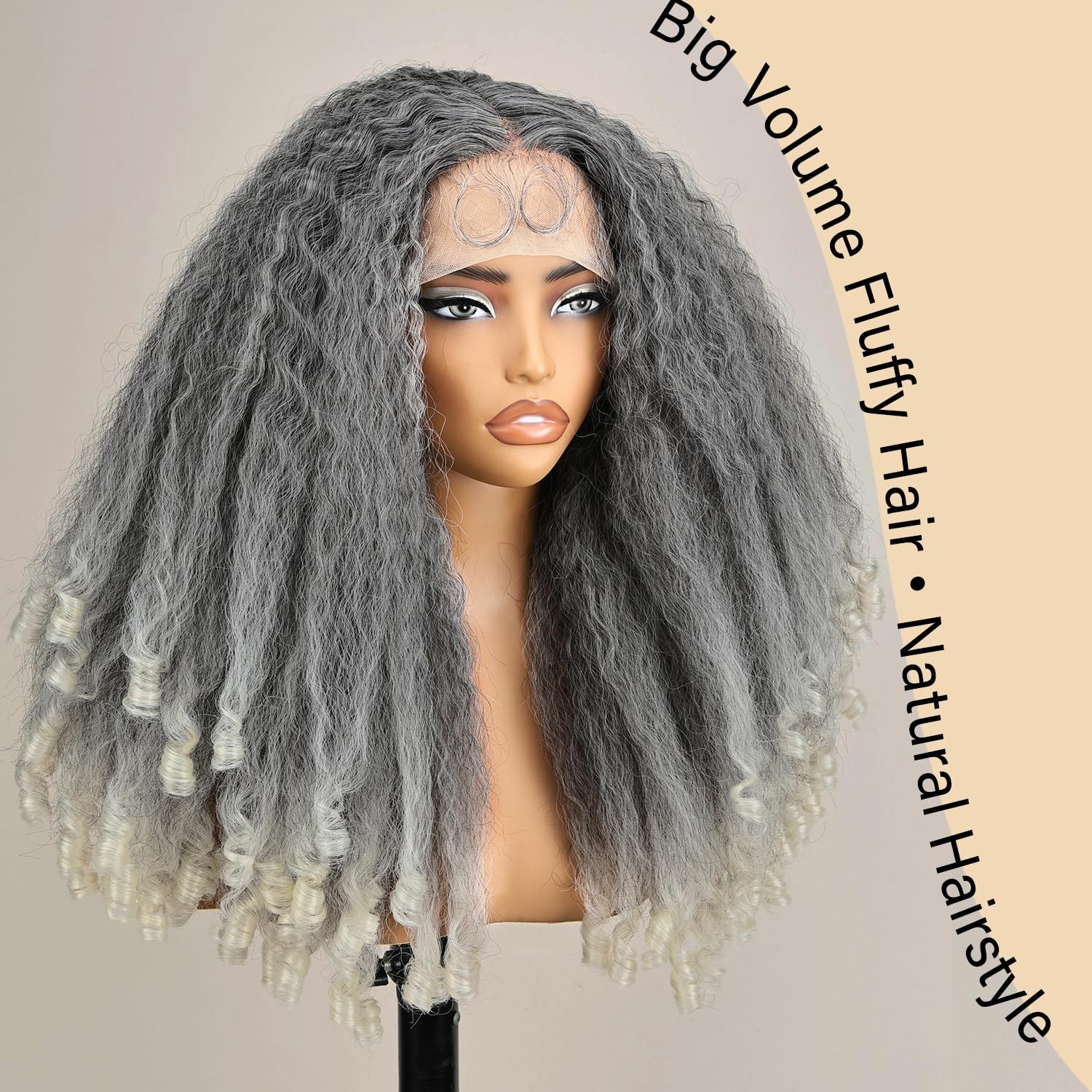 Afro Kinky Straight Lace Front Grey Wig 20 Inch T Part Salt and Pepper Wigs