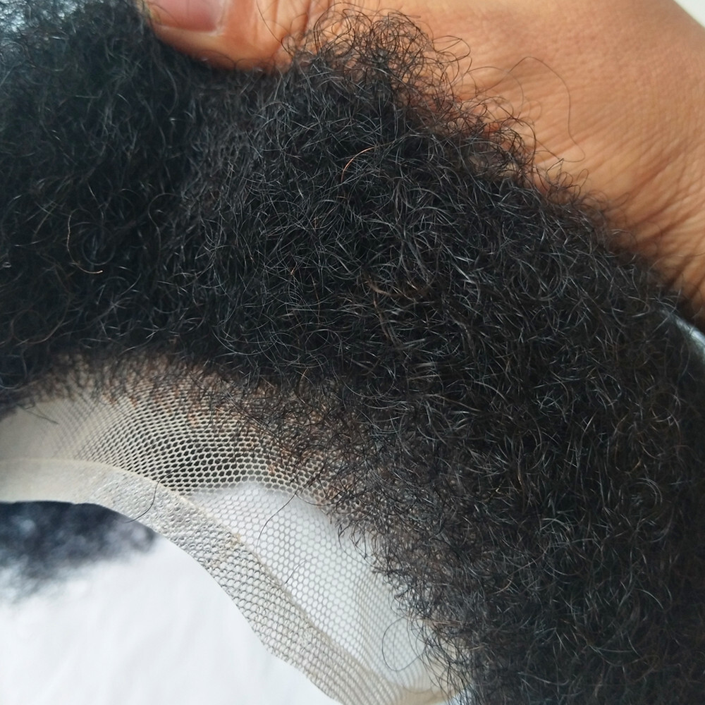 YANAHAIR Afro Toupee for Men hair piece Mens Human Hair System Q6 Swiss Lace 4mm