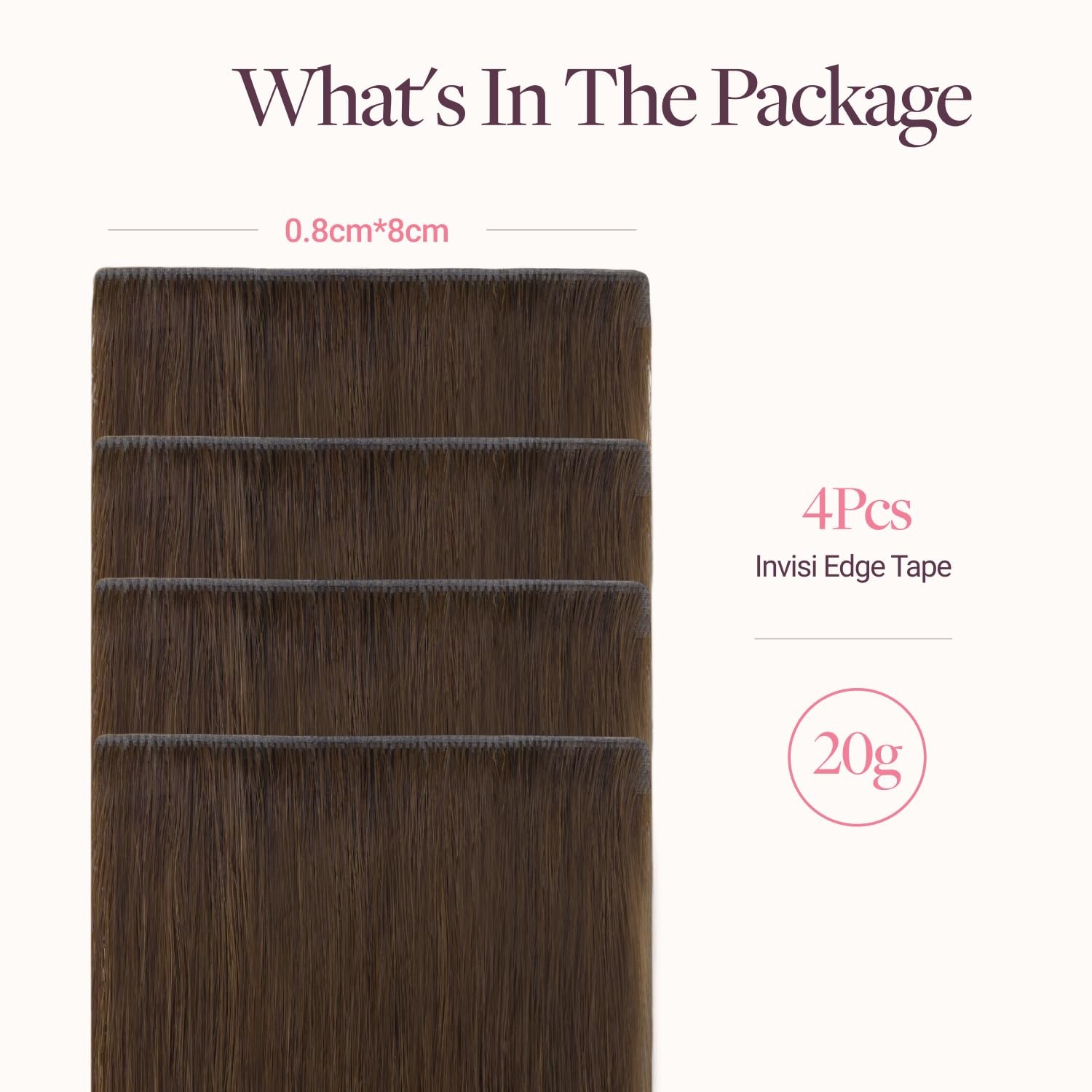 Invisi Edge Wide Tape in Hair Extensions,4A Chocolate Brown,4pcs 20inch 20g, …