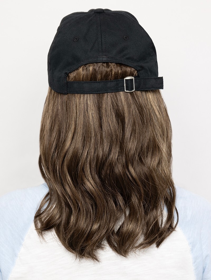 WAVY HAT WITH HAIR by HENRY MARGU, Black Baseball Cap *ALL HAIR COLORS*, New