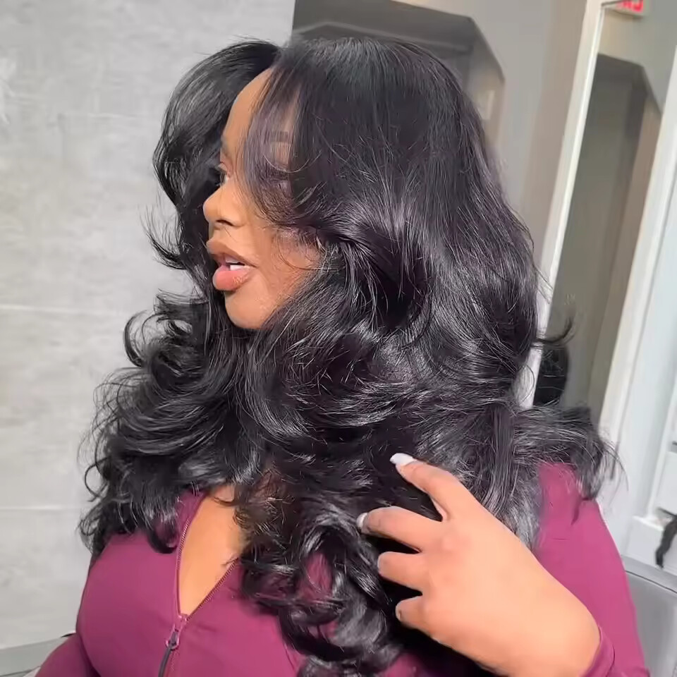 13×4 Loose Wave Lace Front Human Hair Wig with Bangs 200% Density Brazilian Wigs