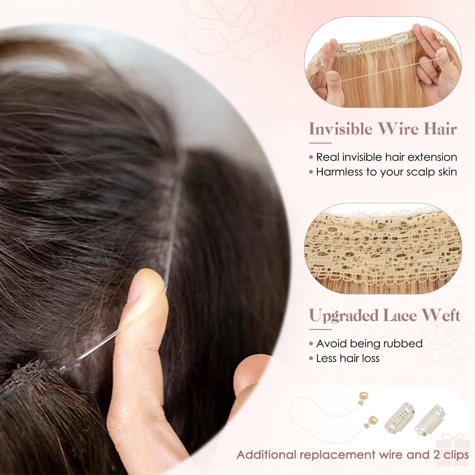 S-Noilite Halo Hair Extension Invisible Wire In Real Remy Human Hair Extensions